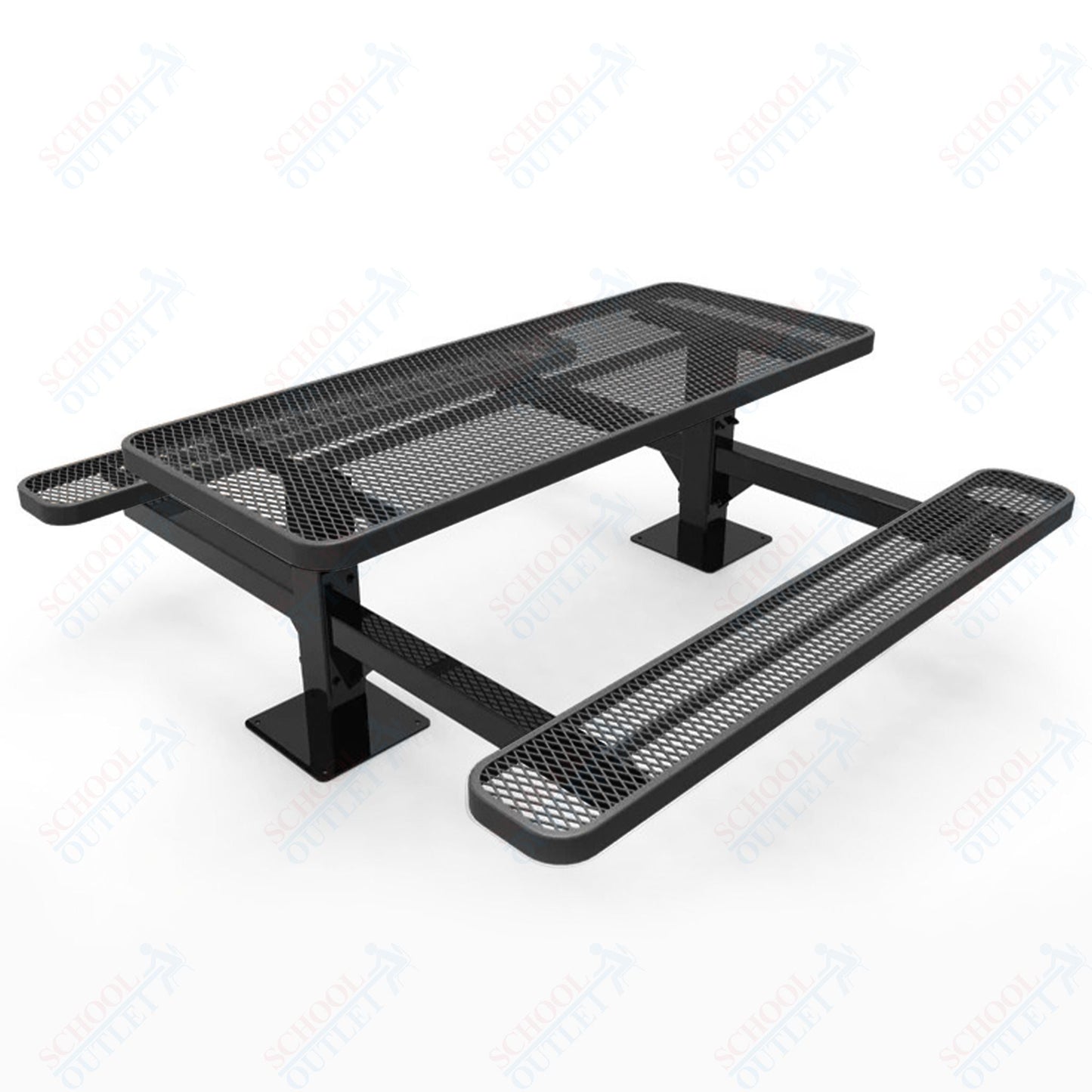 MyTcoat MYT - TRT06 - 09 6′ Rectangular Double Pedestal Picnic Table with Surface Mount (72"W x 75.5"D x 30"H) - SchoolOutlet