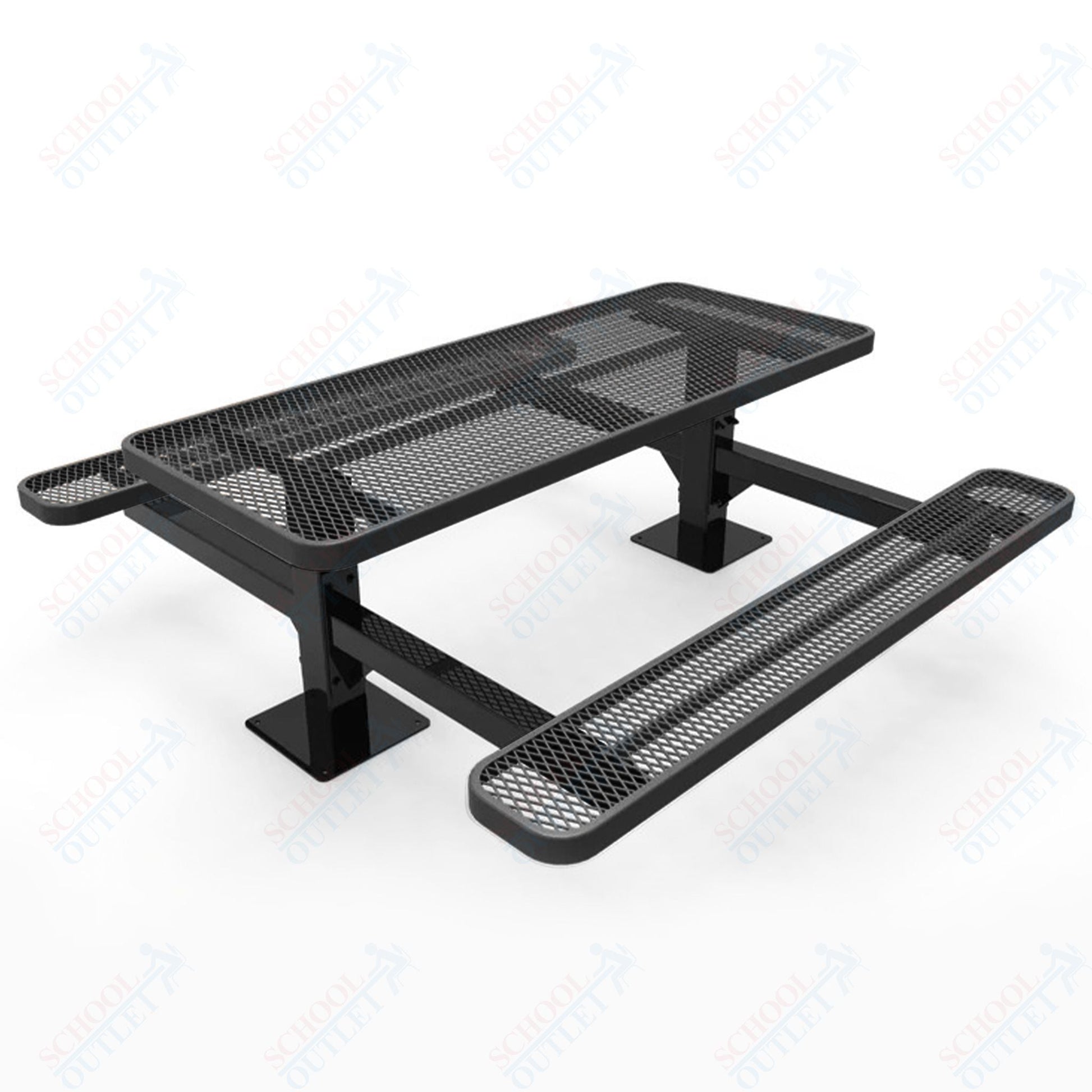 MyTcoat MYT - TRT06 - 09 6′ Rectangular Double Pedestal Picnic Table with Surface Mount (72"W x 75.5"D x 30"H) - SchoolOutlet