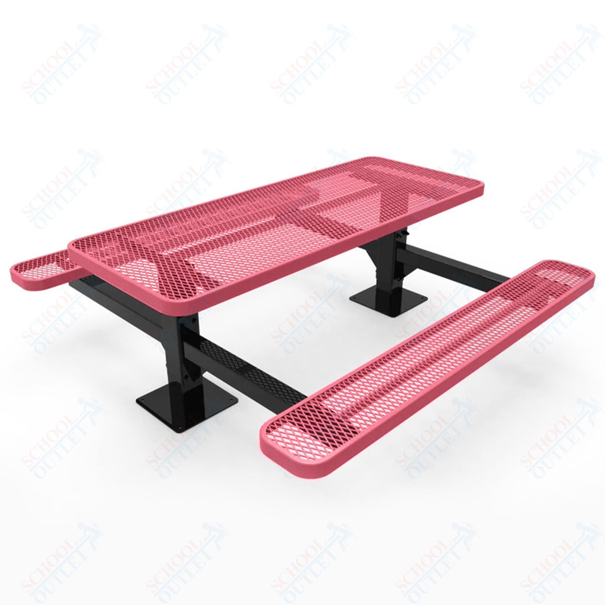 MyTcoat MYT - TRT06 - 09 6′ Rectangular Double Pedestal Picnic Table with Surface Mount (72"W x 75.5"D x 30"H) - SchoolOutlet