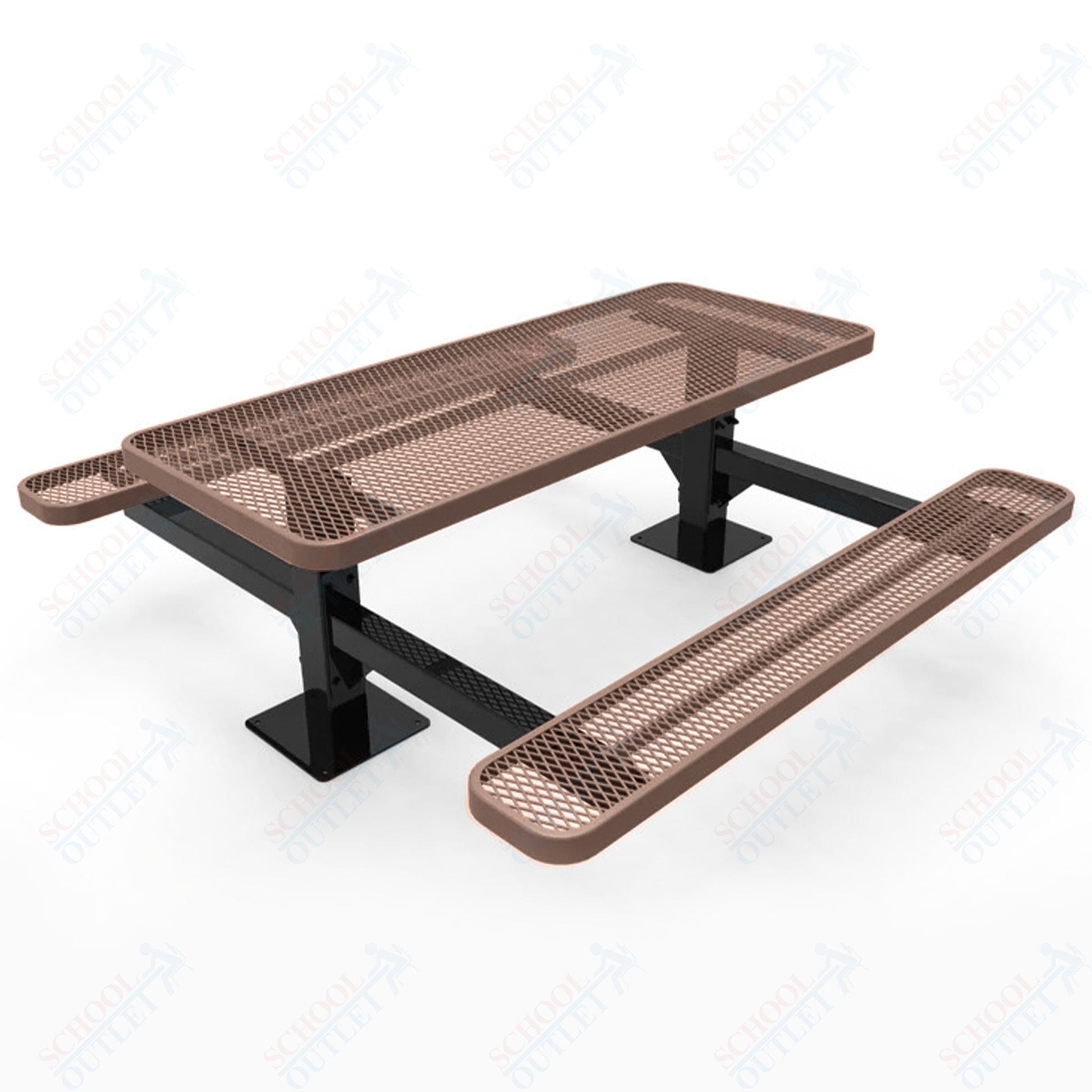 MyTcoat MYT - TRT06 - 09 6′ Rectangular Double Pedestal Picnic Table with Surface Mount (72"W x 75.5"D x 30"H) - SchoolOutlet