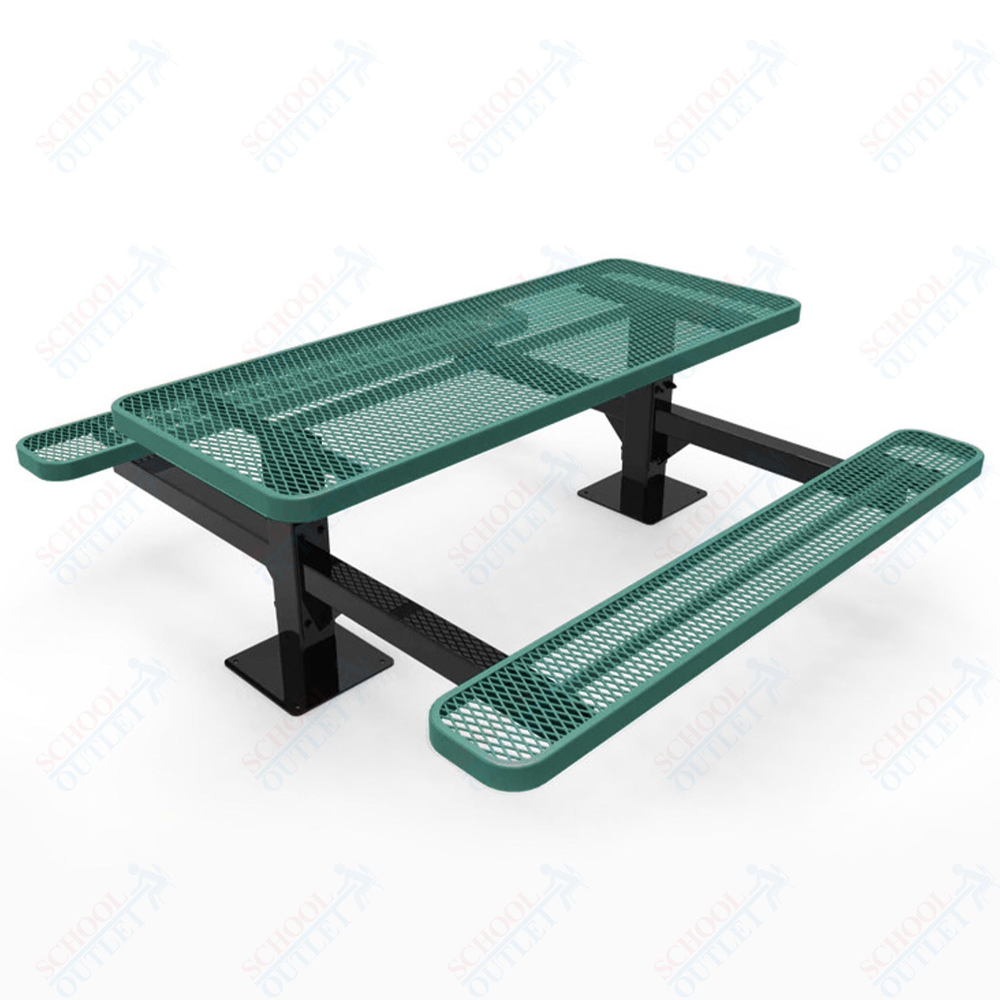 MyTcoat MYT - TRT06 - 09 6′ Rectangular Double Pedestal Picnic Table with Surface Mount (72"W x 75.5"D x 30"H) - SchoolOutlet