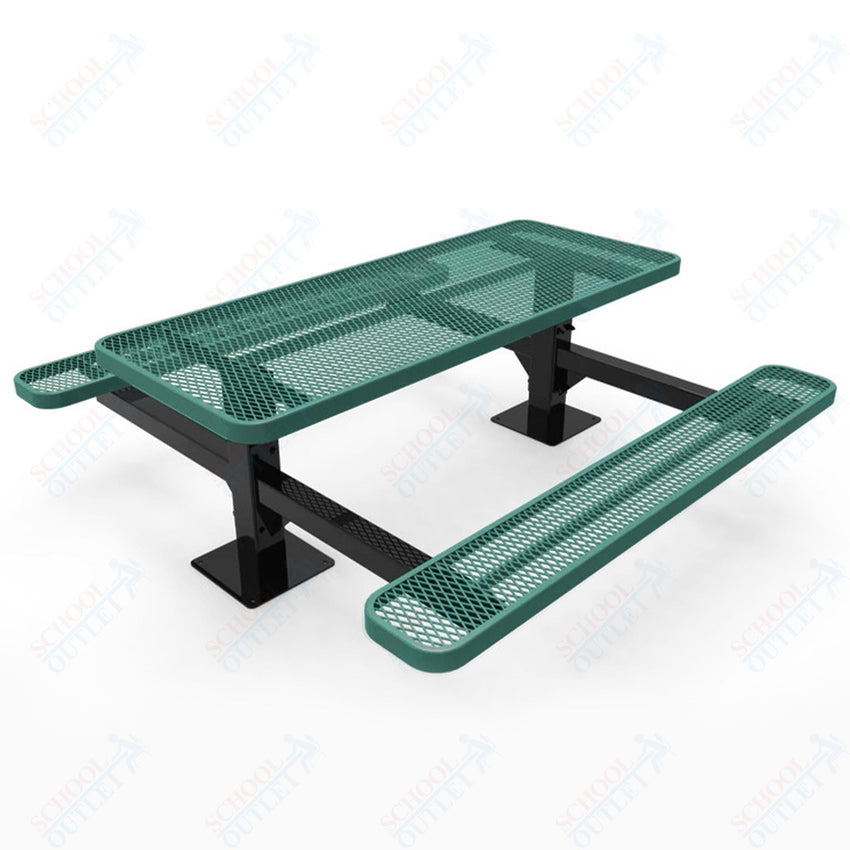 MyTcoat MYT - TRT06 - 09 6′ Rectangular Double Pedestal Picnic Table with Surface Mount (72"W x 75.5"D x 30"H) - SchoolOutlet