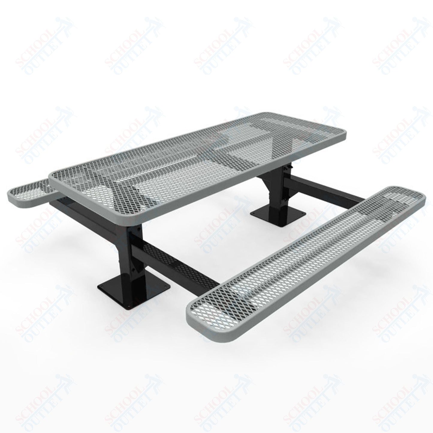 MyTcoat MYT - TRT06 - 09 6′ Rectangular Double Pedestal Picnic Table with Surface Mount (72"W x 75.5"D x 30"H) - SchoolOutlet