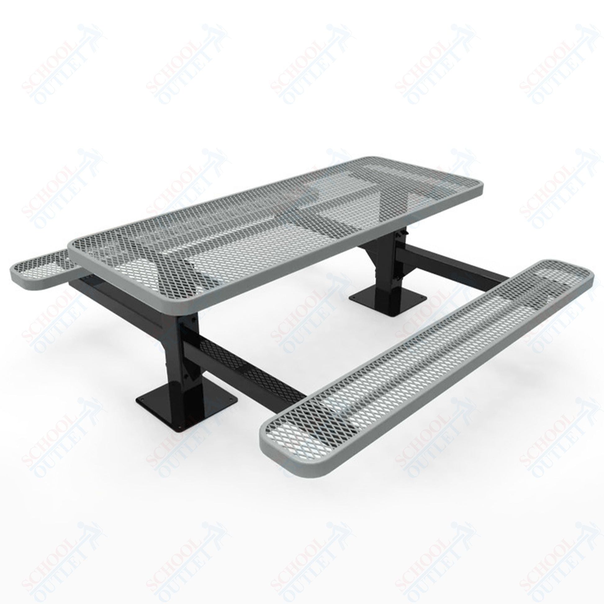 MyTcoat MYT - TRT06 - 09 6′ Rectangular Double Pedestal Picnic Table with Surface Mount (72"W x 75.5"D x 30"H) - SchoolOutlet