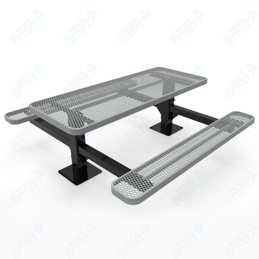 MyTcoat MYT - TRT06 - 09 6′ Rectangular Double Pedestal Picnic Table with Surface Mount (72"W x 75.5"D x 30"H) - SchoolOutlet