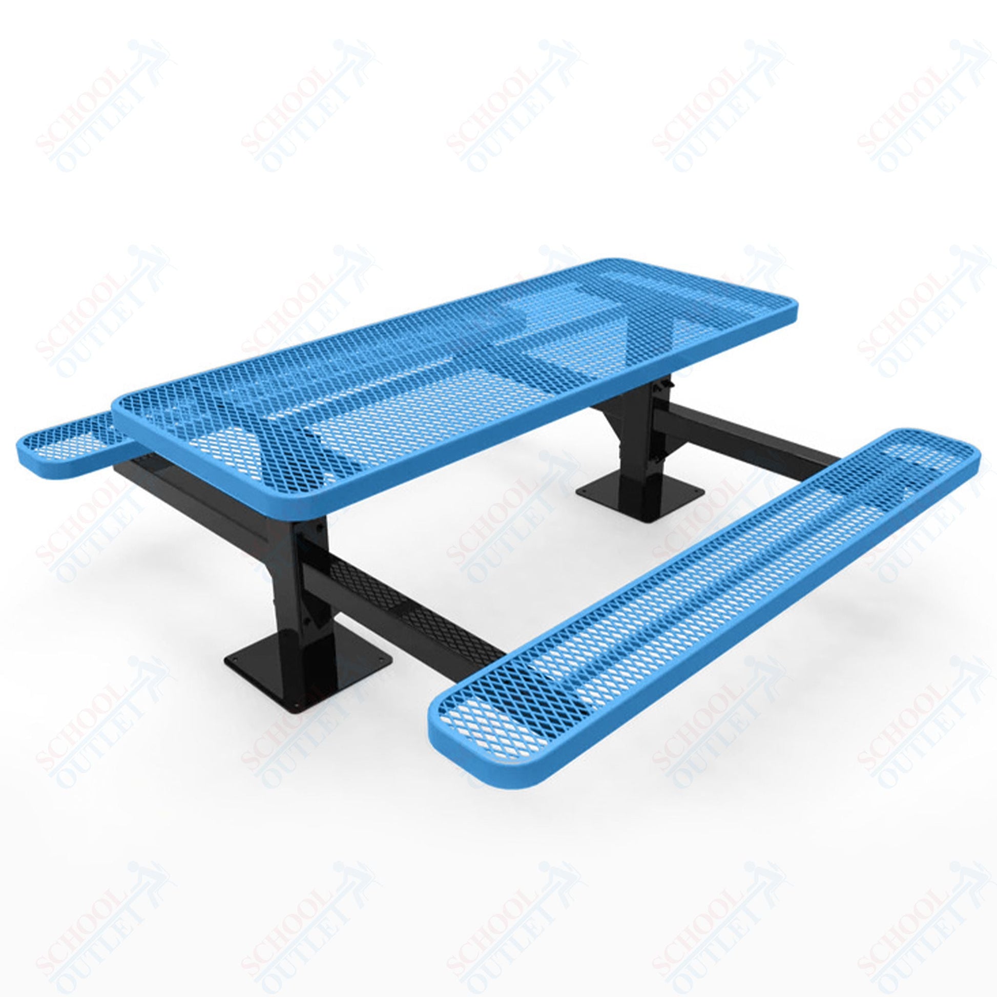 MyTcoat MYT - TRT06 - 09 6′ Rectangular Double Pedestal Picnic Table with Surface Mount (72"W x 75.5"D x 30"H) - SchoolOutlet