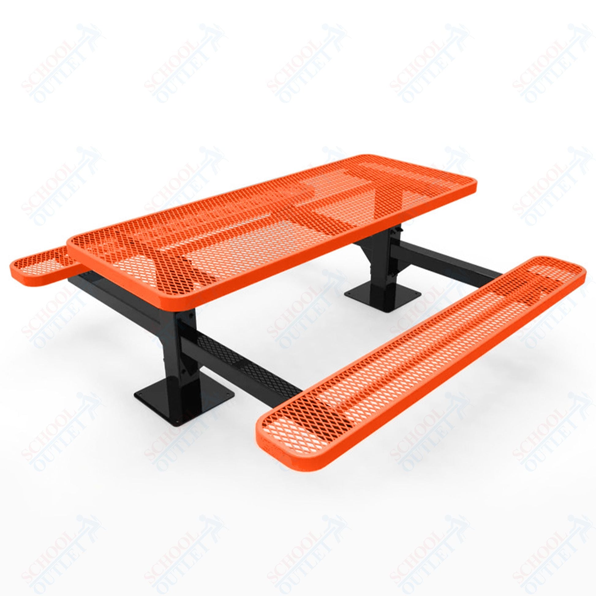 MyTcoat MYT - TRT06 - 09 6′ Rectangular Double Pedestal Picnic Table with Surface Mount (72"W x 75.5"D x 30"H) - SchoolOutlet