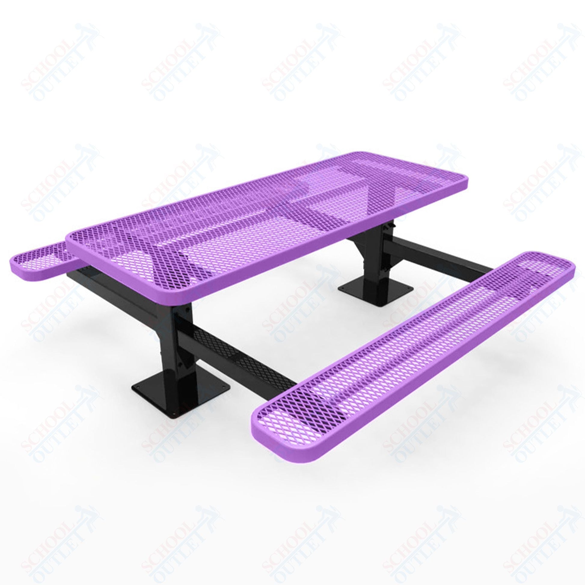 MyTcoat MYT - TRT06 - 09 6′ Rectangular Double Pedestal Picnic Table with Surface Mount (72"W x 75.5"D x 30"H) - SchoolOutlet