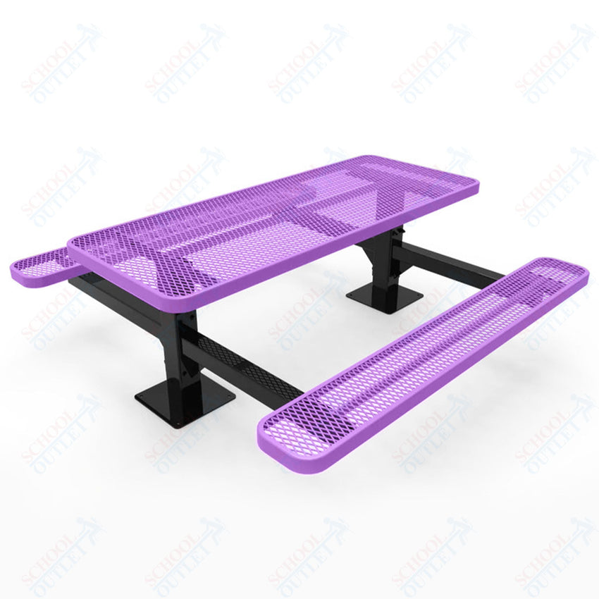 MyTcoat MYT - TRT06 - 09 6′ Rectangular Double Pedestal Picnic Table with Surface Mount (72"W x 75.5"D x 30"H) - SchoolOutlet