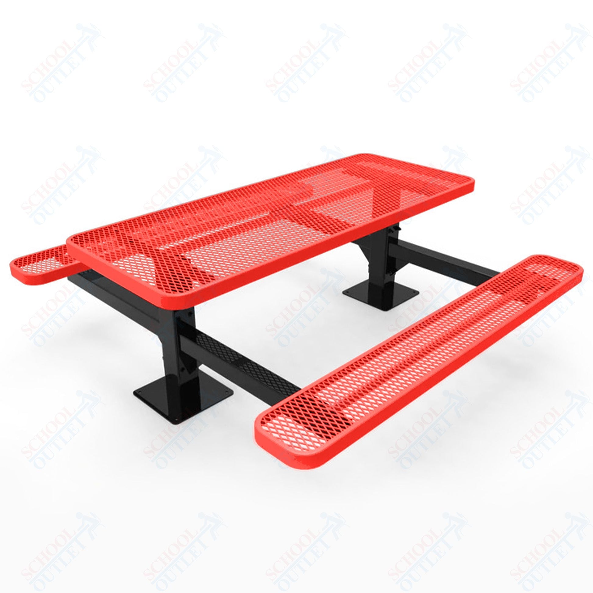 MyTcoat MYT - TRT06 - 09 6′ Rectangular Double Pedestal Picnic Table with Surface Mount (72"W x 75.5"D x 30"H) - SchoolOutlet