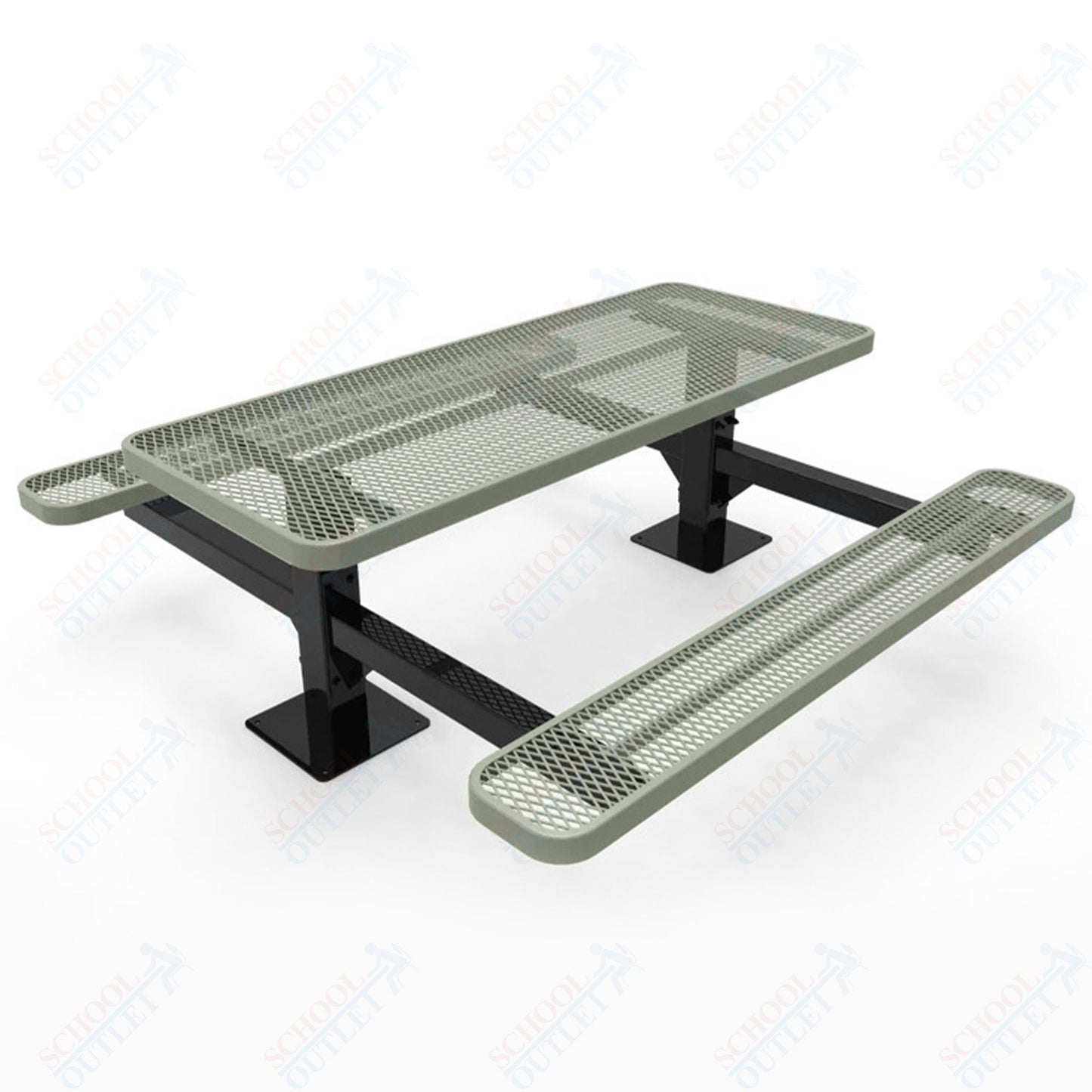 MyTcoat MYT - TRT06 - 09 6′ Rectangular Double Pedestal Picnic Table with Surface Mount (72"W x 75.5"D x 30"H) - SchoolOutlet