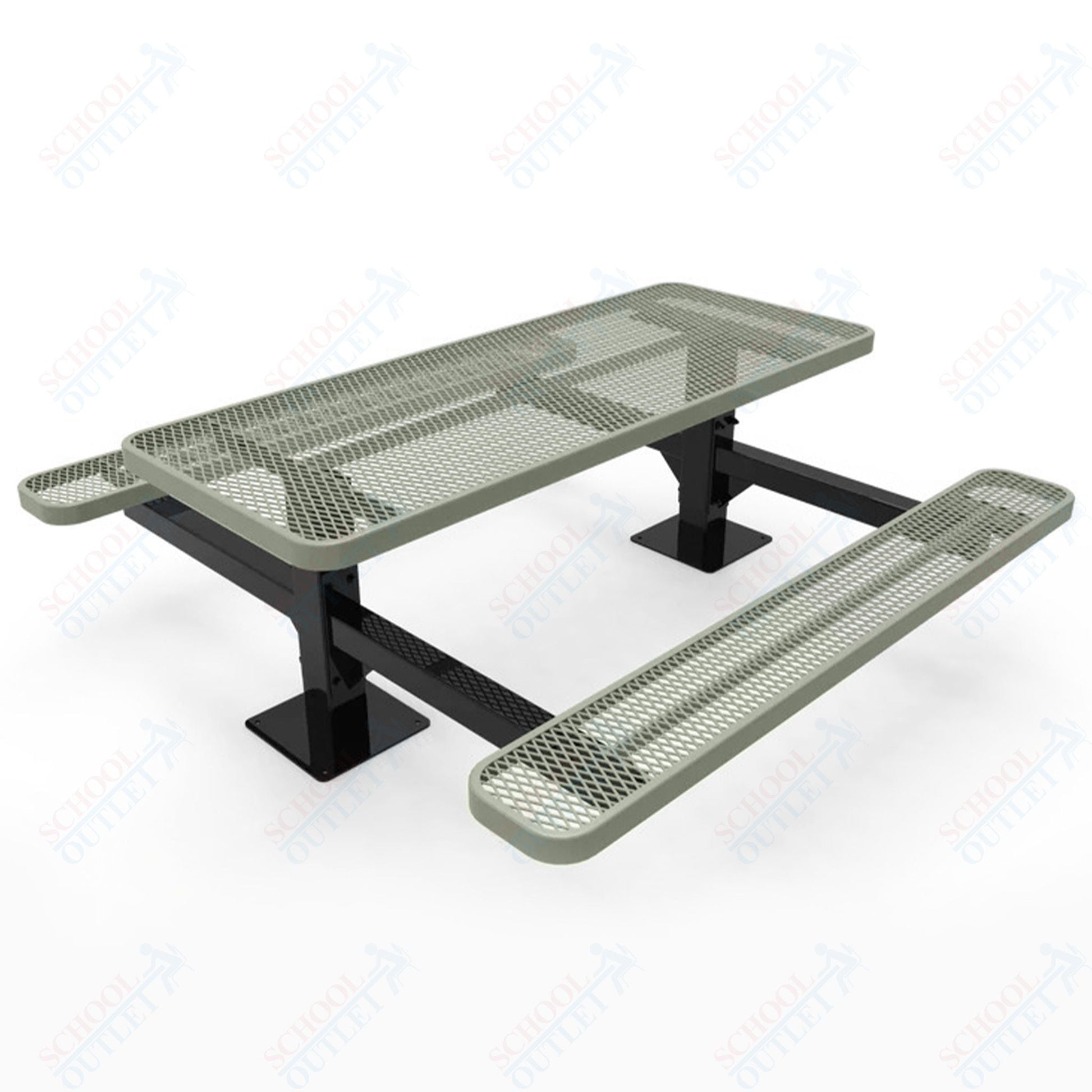 MyTcoat MYT - TRT06 - 09 6′ Rectangular Double Pedestal Picnic Table with Surface Mount (72"W x 75.5"D x 30"H) - SchoolOutlet