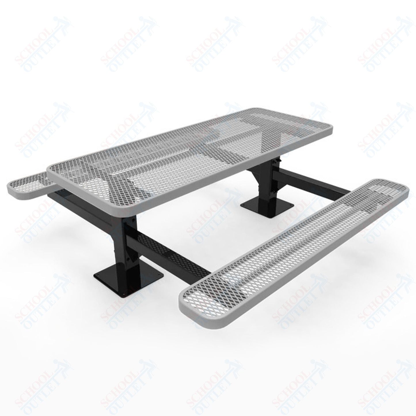 MyTcoat MYT - TRT06 - 09 6′ Rectangular Double Pedestal Picnic Table with Surface Mount (72"W x 75.5"D x 30"H) - SchoolOutlet