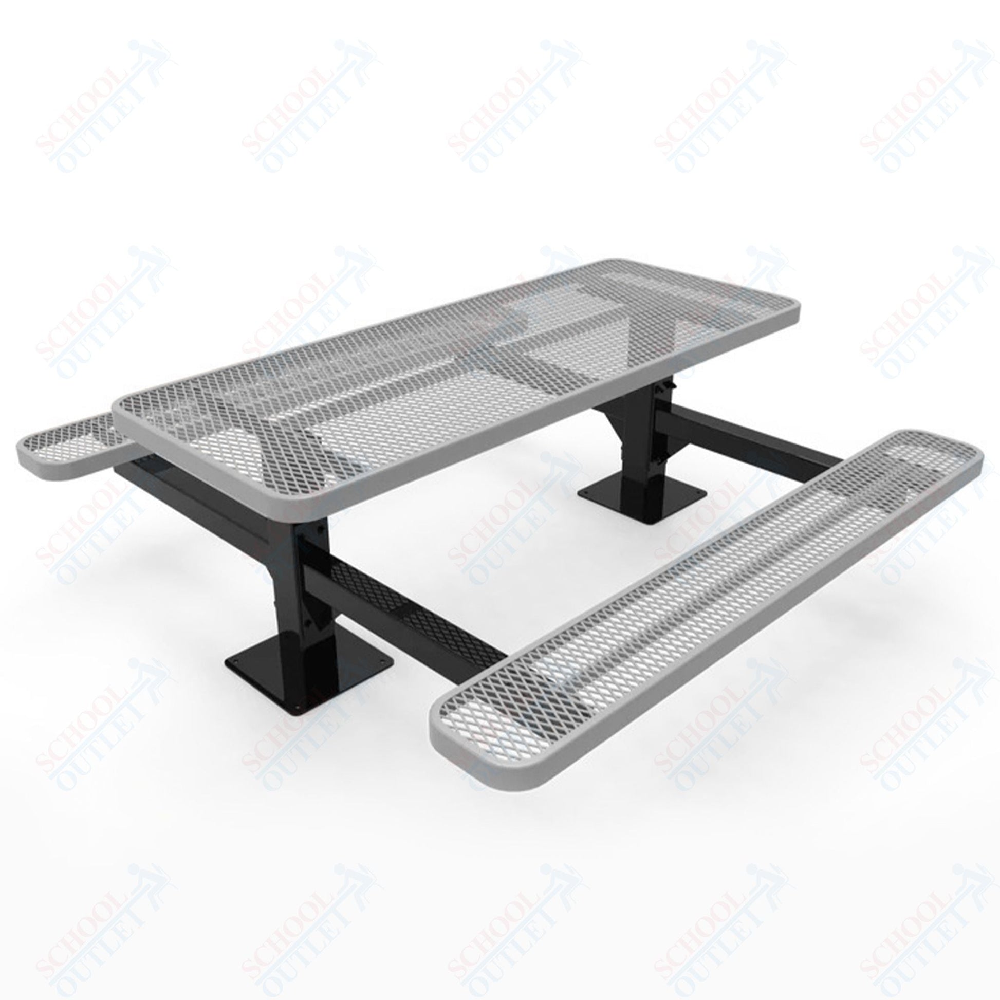 MyTcoat MYT - TRT06 - 09 6′ Rectangular Double Pedestal Picnic Table with Surface Mount (72"W x 75.5"D x 30"H) - SchoolOutlet