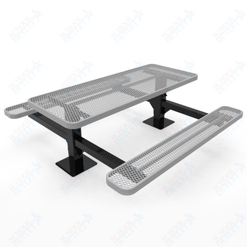 MyTcoat MYT - TRT06 - 09 6′ Rectangular Double Pedestal Picnic Table with Surface Mount (72"W x 75.5"D x 30"H) - SchoolOutlet