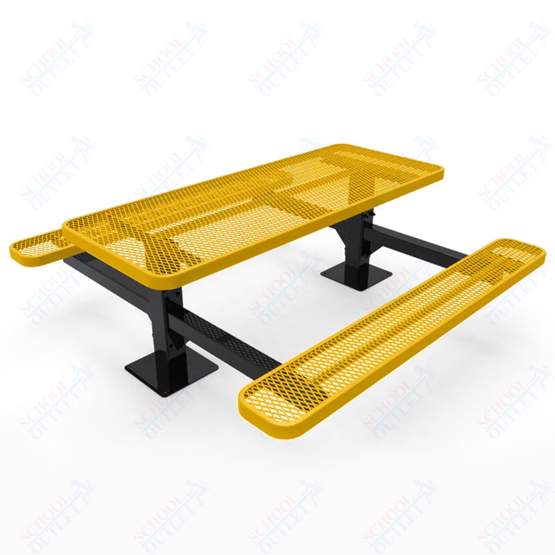 MyTcoat MYT - TRT06 - 09 6′ Rectangular Double Pedestal Picnic Table with Surface Mount (72"W x 75.5"D x 30"H) - SchoolOutlet