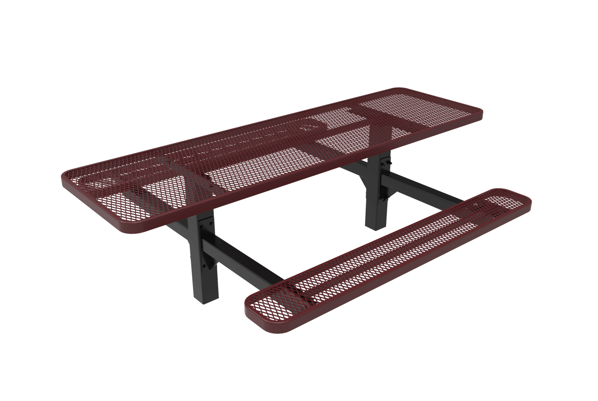MyTcoat MYT-TRT08-08-002 8' Rectangular Double Pedestal Picnic Table with Inground Mount and Alternate ADA Accessible (96"W x 75.5"D x 30"H) - SchoolOutlet
