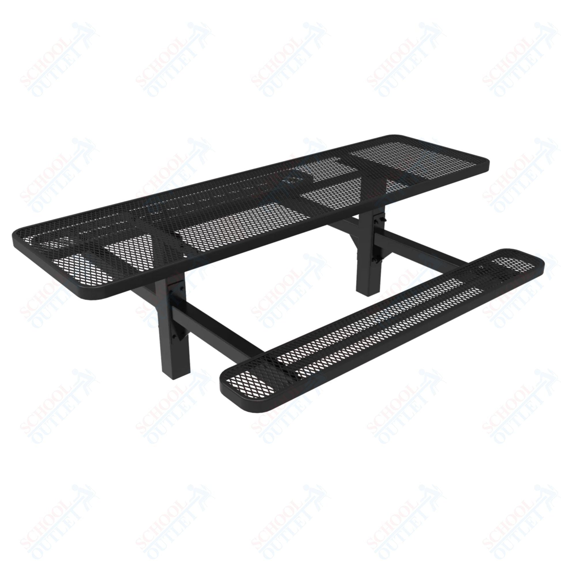 MyTcoat MYT - TRT08 - 08 8′ Rectangular Double Pedestal Picnic Table with Inground Mount (96"W x 75.5"D x 28.2"H) - SchoolOutlet