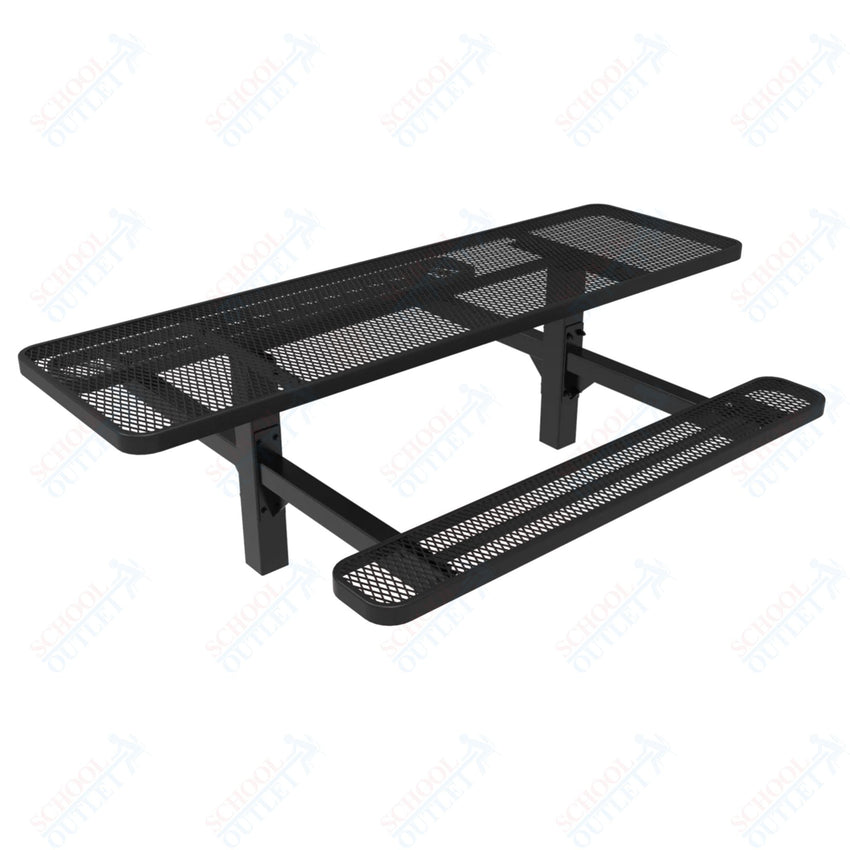 MyTcoat MYT - TRT08 - 08 8′ Rectangular Double Pedestal Picnic Table with Inground Mount (96"W x 75.5"D x 28.2"H) - SchoolOutlet