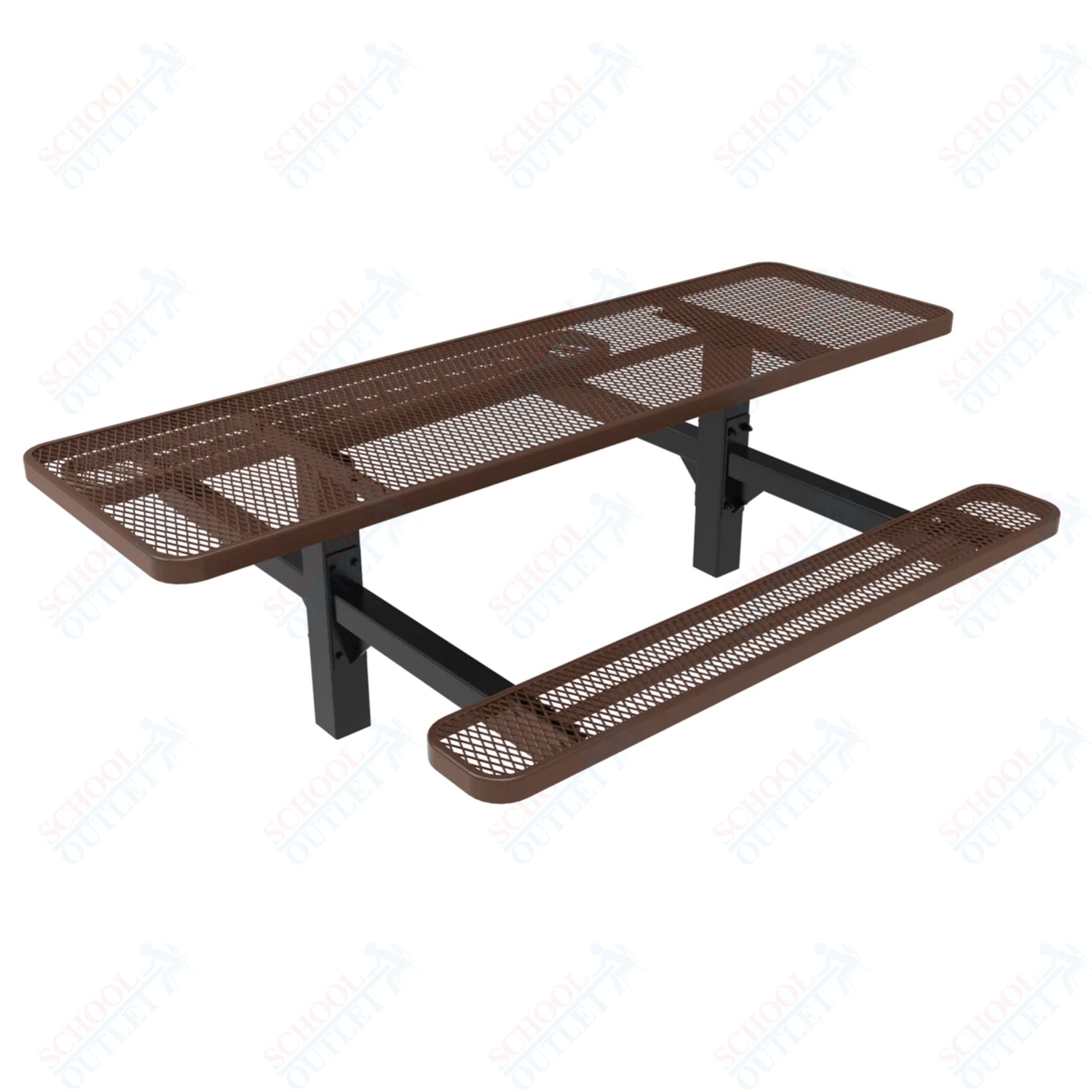 MyTcoat MYT - TRT08 - 08 8′ Rectangular Double Pedestal Picnic Table with Inground Mount (96"W x 75.5"D x 28.2"H) - SchoolOutlet