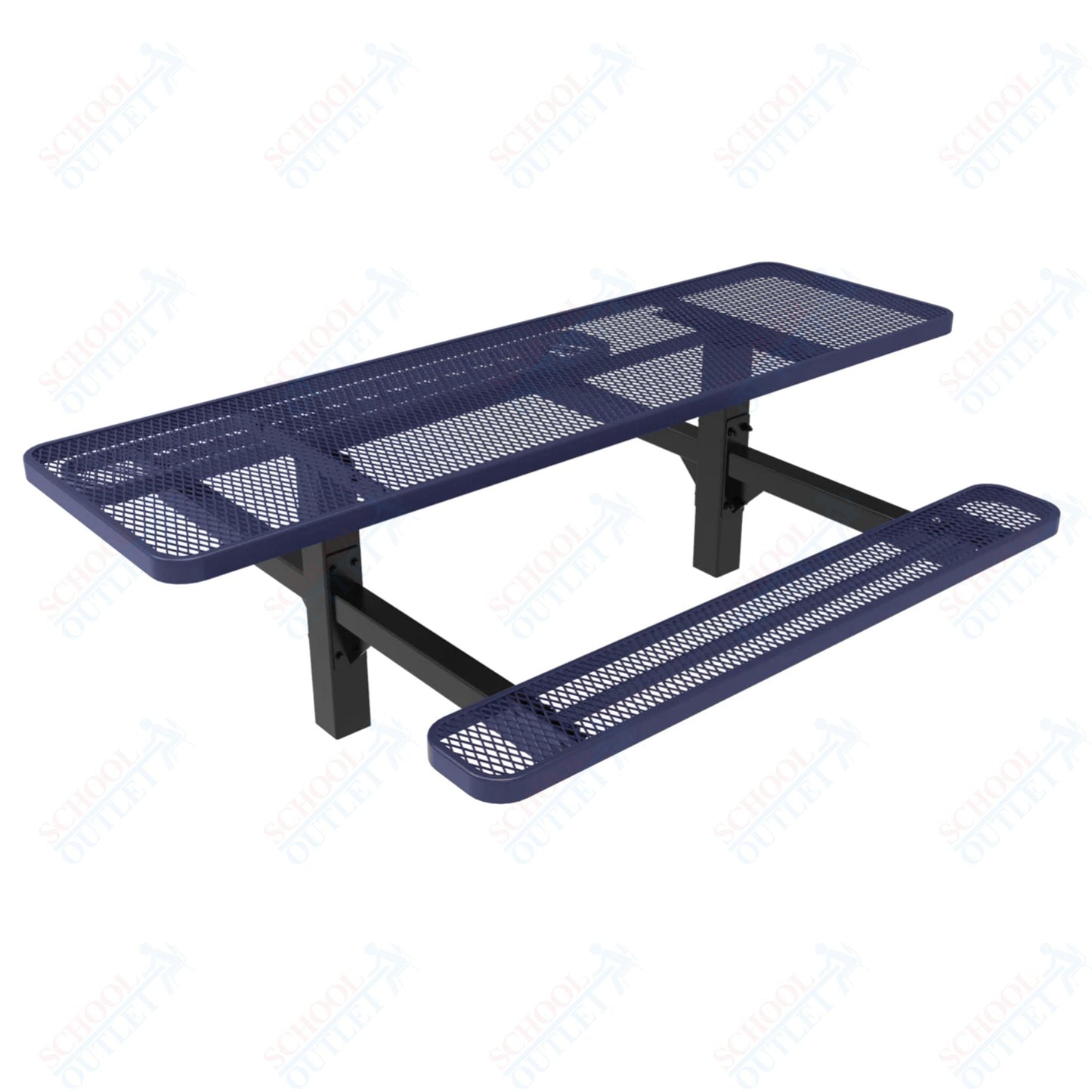 MyTcoat MYT - TRT08 - 08 8′ Rectangular Double Pedestal Picnic Table with Inground Mount (96"W x 75.5"D x 28.2"H) - SchoolOutlet