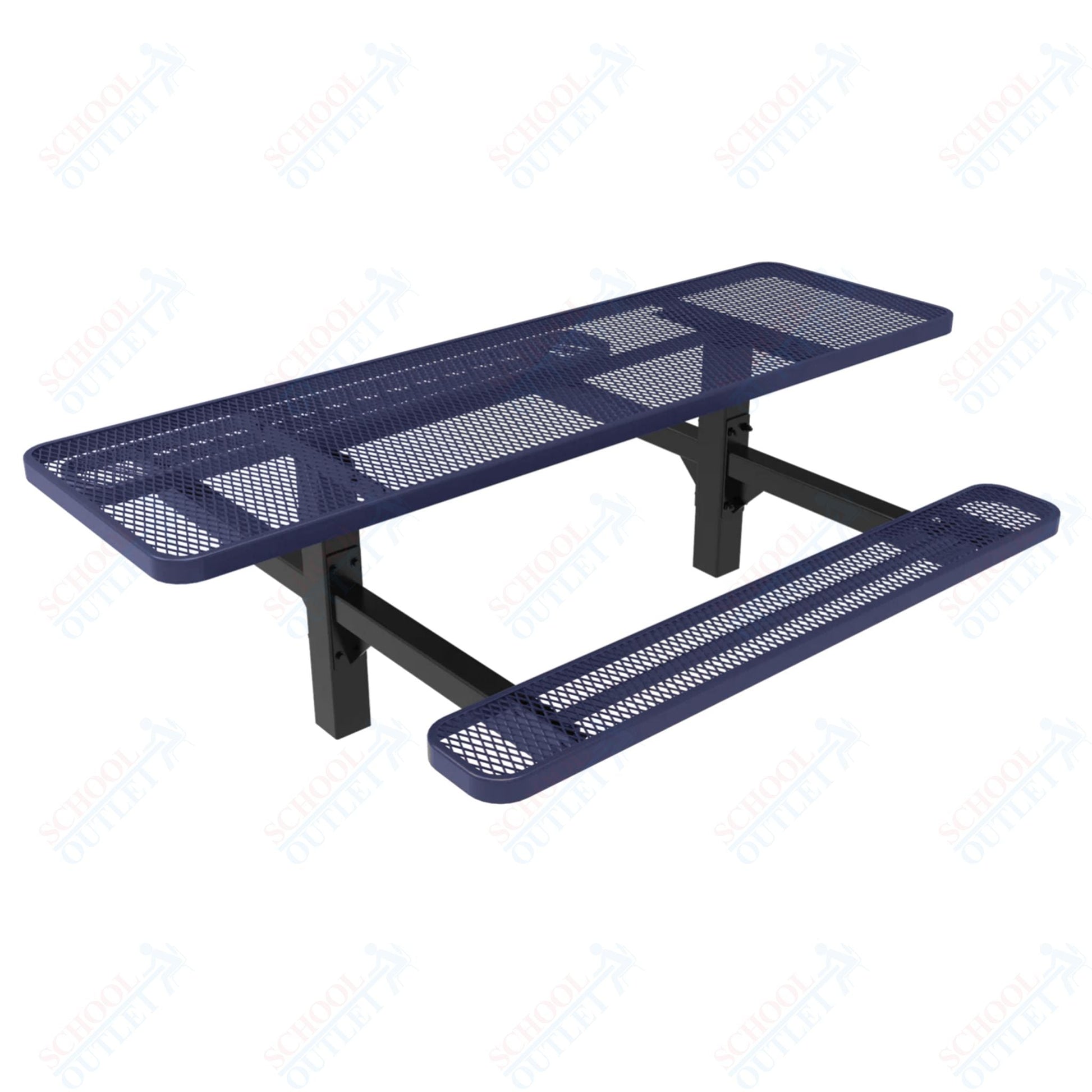 MyTcoat MYT - TRT08 - 08 8′ Rectangular Double Pedestal Picnic Table with Inground Mount (96"W x 75.5"D x 28.2"H) - SchoolOutlet