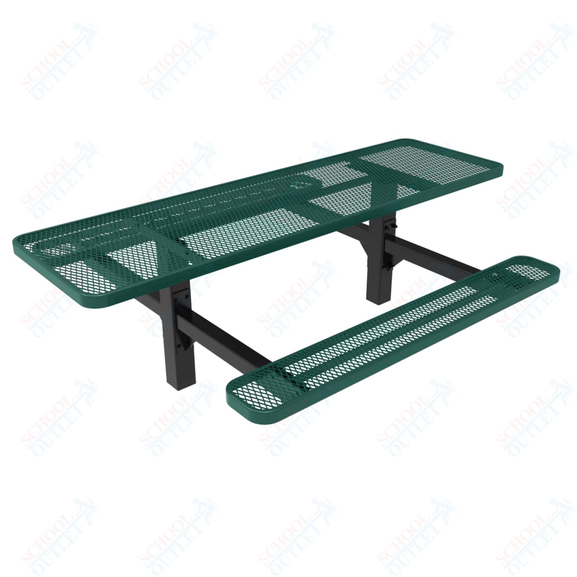 MyTcoat MYT - TRT08 - 08 8′ Rectangular Double Pedestal Picnic Table with Inground Mount (96"W x 75.5"D x 28.2"H) - SchoolOutlet