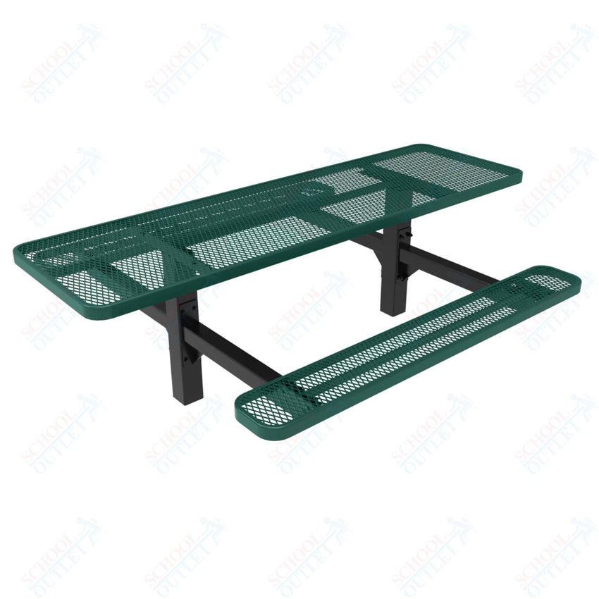 MyTcoat MYT - TRT08 - 08 8′ Rectangular Double Pedestal Picnic Table with Inground Mount (96"W x 75.5"D x 28.2"H) - SchoolOutlet