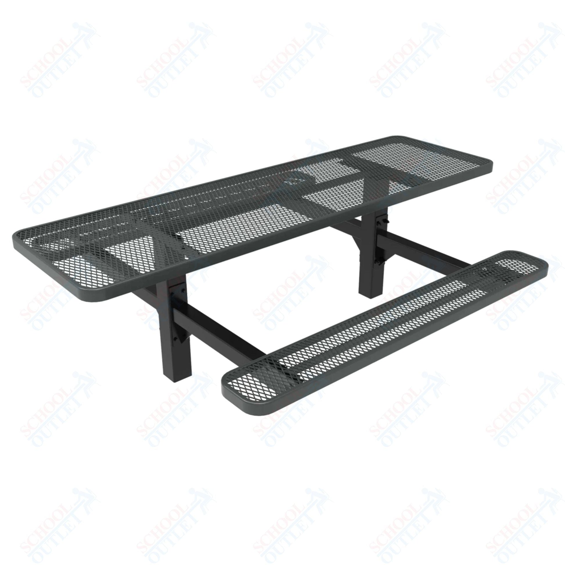 MyTcoat MYT - TRT08 - 08 8′ Rectangular Double Pedestal Picnic Table with Inground Mount (96"W x 75.5"D x 28.2"H) - SchoolOutlet