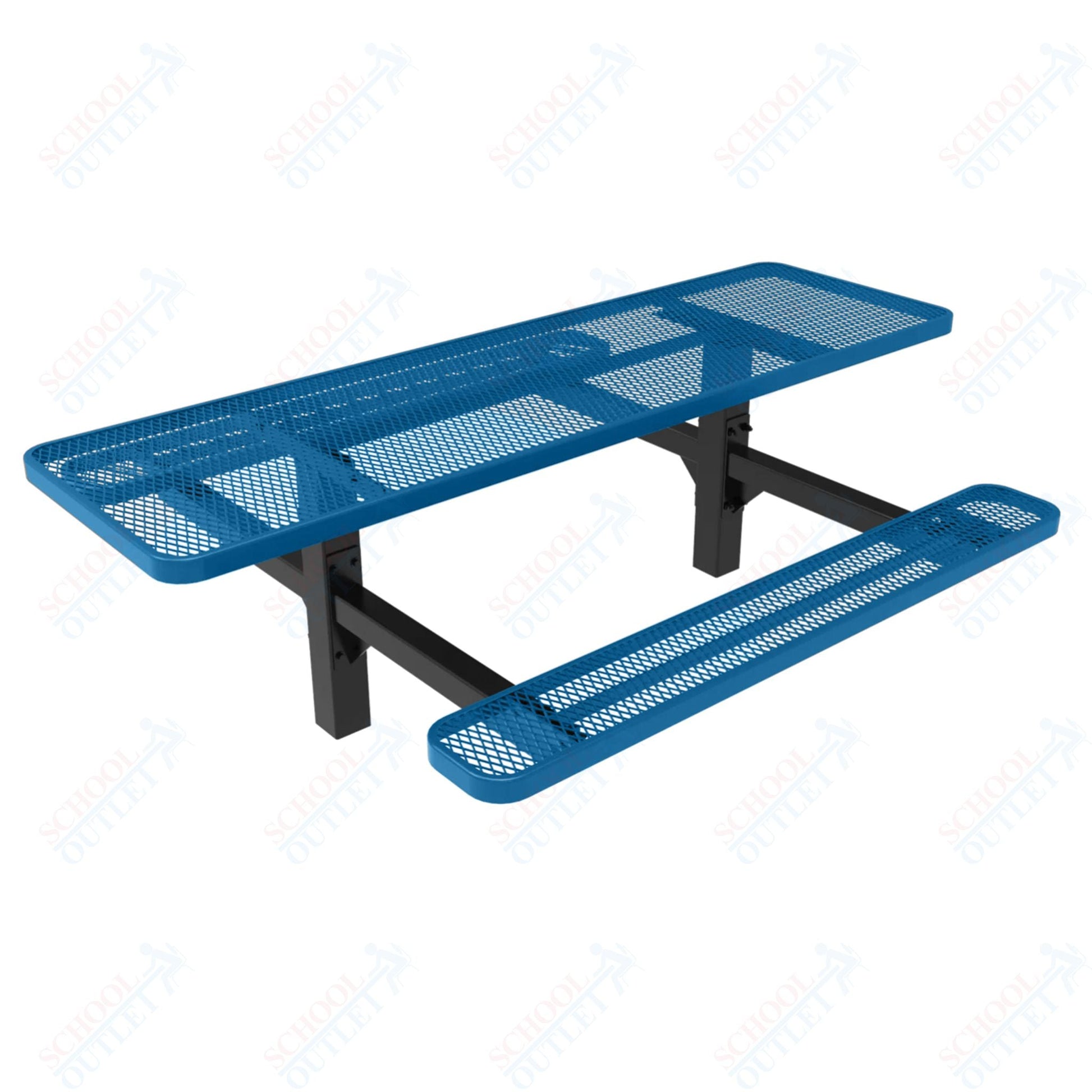 MyTcoat MYT - TRT08 - 08 8′ Rectangular Double Pedestal Picnic Table with Inground Mount (96"W x 75.5"D x 28.2"H) - SchoolOutlet