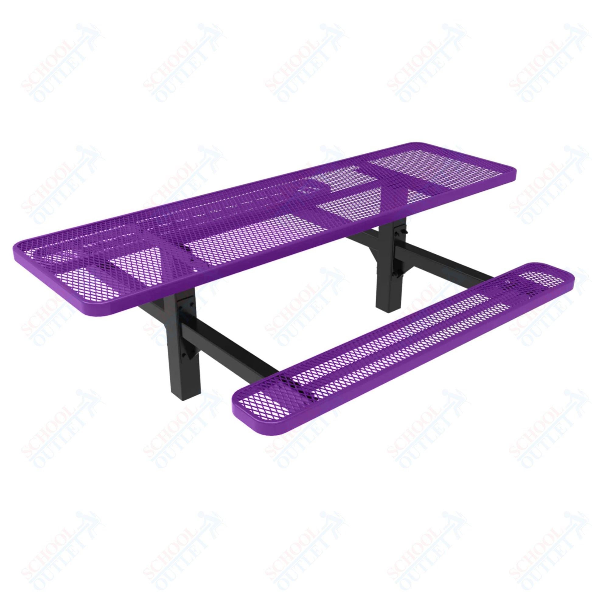 MyTcoat MYT - TRT08 - 08 8′ Rectangular Double Pedestal Picnic Table with Inground Mount (96"W x 75.5"D x 28.2"H) - SchoolOutlet