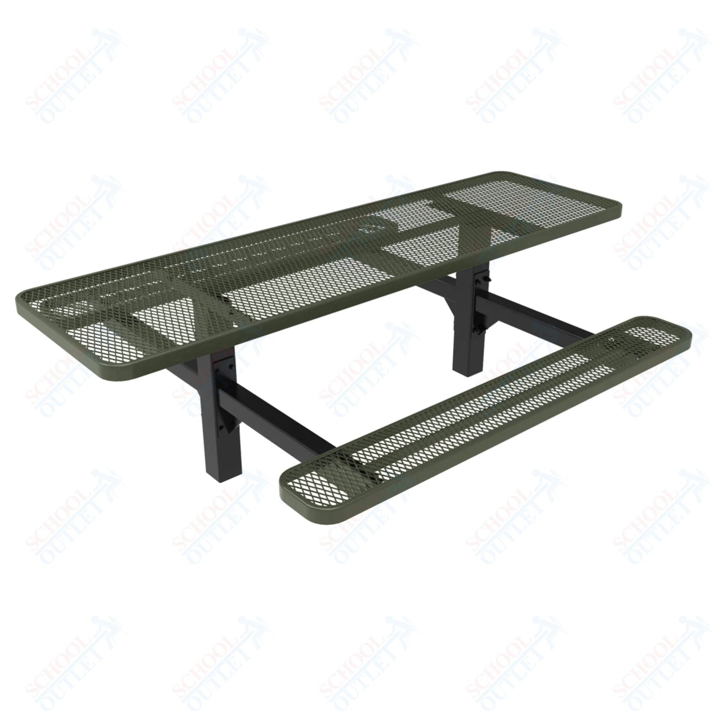 MyTcoat MYT - TRT08 - 08 8′ Rectangular Double Pedestal Picnic Table with Inground Mount (96"W x 75.5"D x 28.2"H) - SchoolOutlet