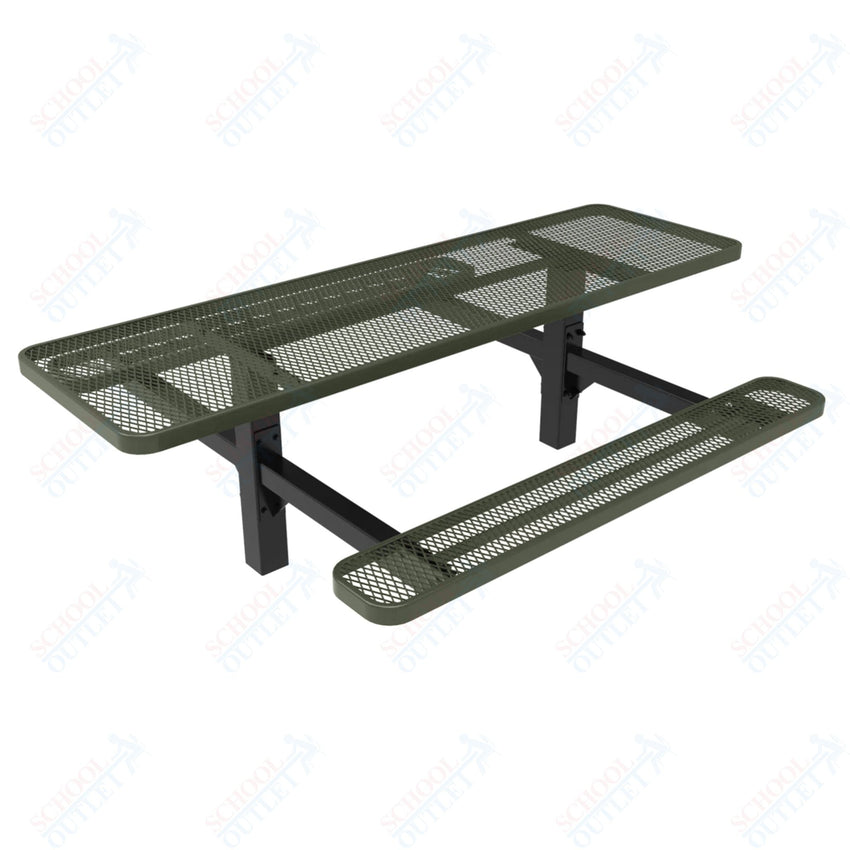 MyTcoat MYT - TRT08 - 08 8′ Rectangular Double Pedestal Picnic Table with Inground Mount (96"W x 75.5"D x 28.2"H) - SchoolOutlet