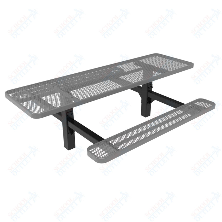 MyTcoat MYT - TRT08 - 08 8′ Rectangular Double Pedestal Picnic Table with Inground Mount (96"W x 75.5"D x 28.2"H) - SchoolOutlet
