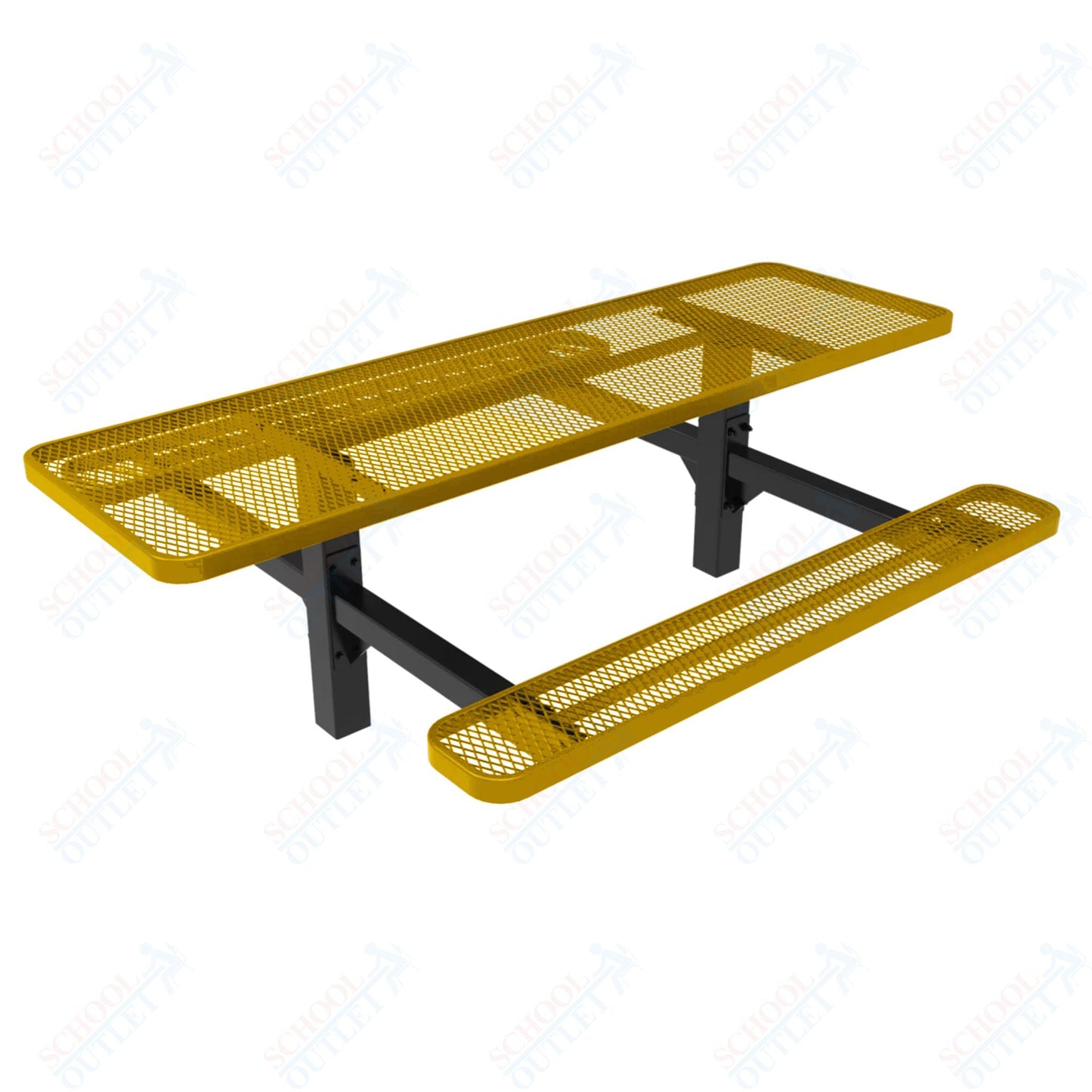 MyTcoat MYT - TRT08 - 08 8′ Rectangular Double Pedestal Picnic Table with Inground Mount (96"W x 75.5"D x 28.2"H) - SchoolOutlet