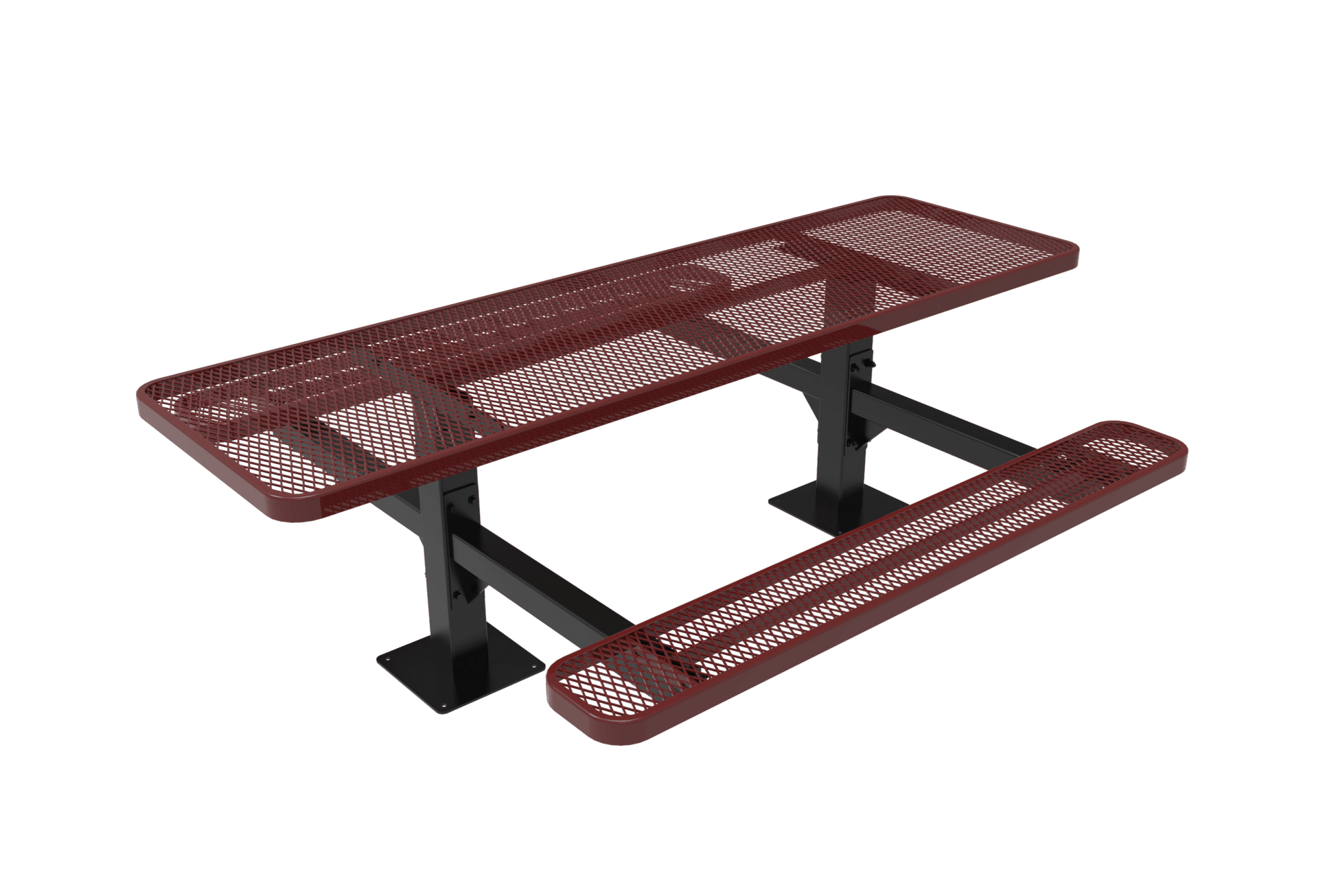 MyTcoat MYT-TRT08-09-002 8' Rectangular Double Pedestal Picnic Table with Surface Mount and Alternate ADA Accessible (96"W x 75.5"D x 30"H) - SchoolOutlet