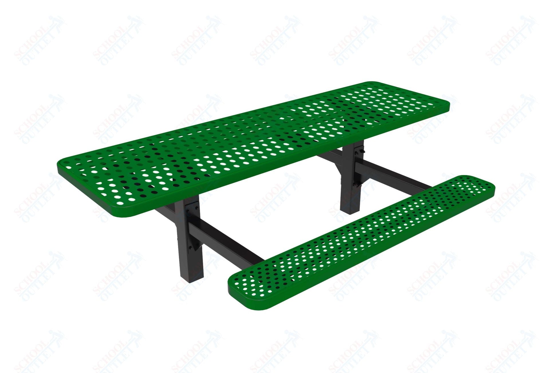MyTcoat MYT - TRT08 - 08 8′ Rectangular Double Pedestal Picnic Table with Inground Mount (96"W x 75.5"D x 28.2"H) - SchoolOutlet