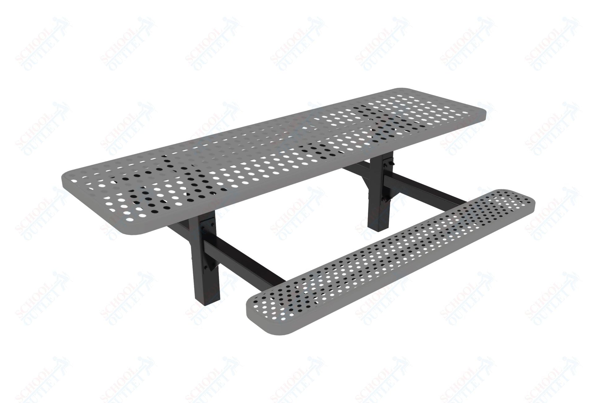 MyTcoat MYT - TRT08 - 08 8′ Rectangular Double Pedestal Picnic Table with Inground Mount (96"W x 75.5"D x 28.2"H) - SchoolOutlet