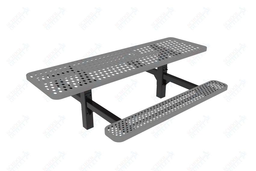 MyTcoat MYT - TRT08 - 08 8′ Rectangular Double Pedestal Picnic Table with Inground Mount (96"W x 75.5"D x 28.2"H) - SchoolOutlet