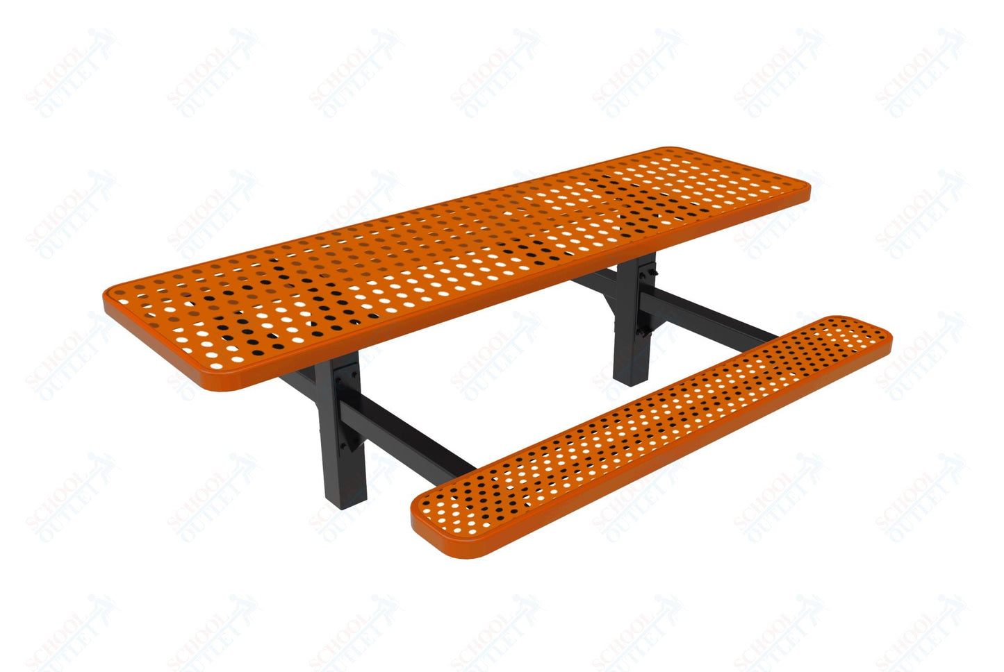 MyTcoat MYT - TRT08 - 08 8′ Rectangular Double Pedestal Picnic Table with Inground Mount (96"W x 75.5"D x 28.2"H) - SchoolOutlet
