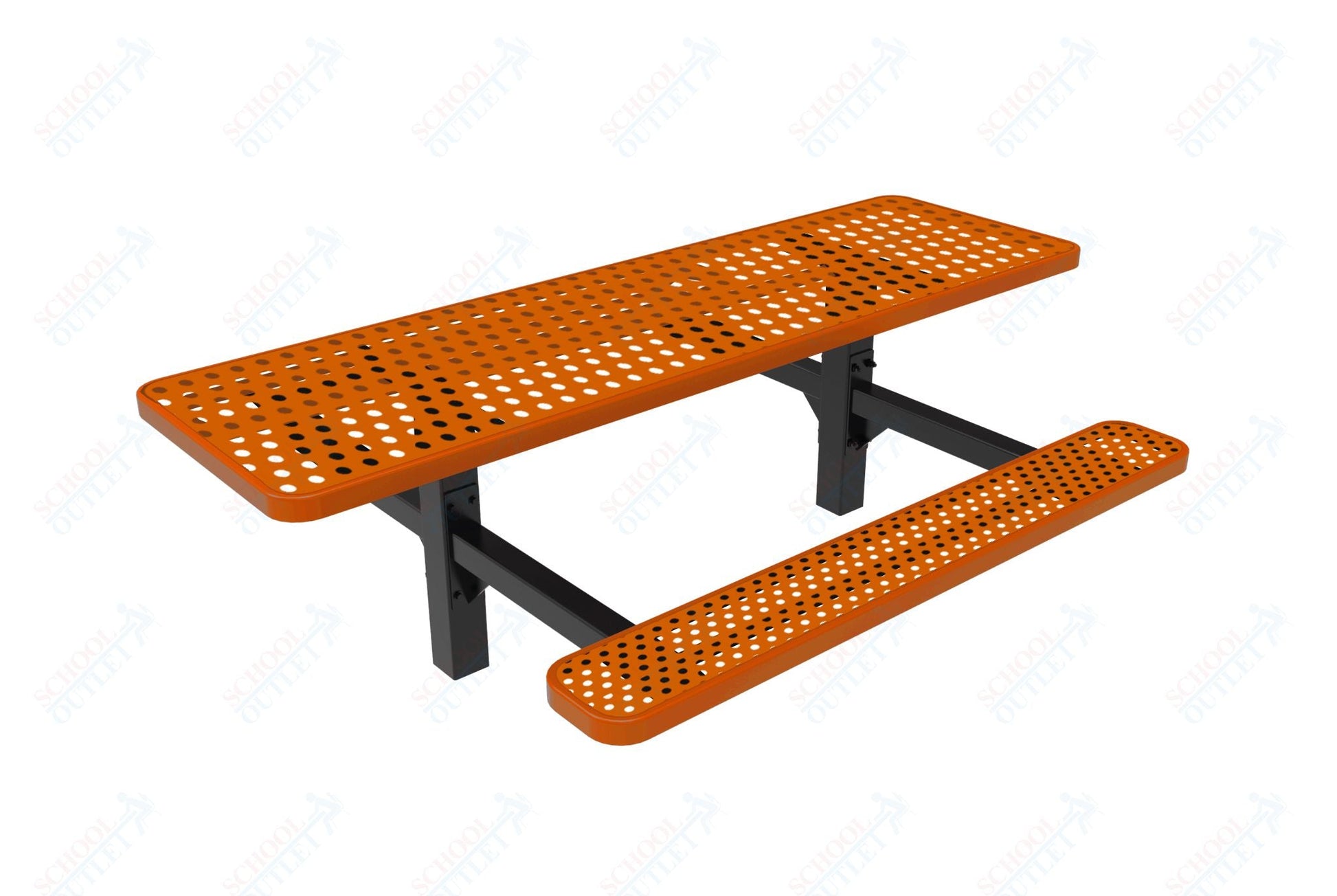 MyTcoat MYT - TRT08 - 08 8′ Rectangular Double Pedestal Picnic Table with Inground Mount (96"W x 75.5"D x 28.2"H) - SchoolOutlet