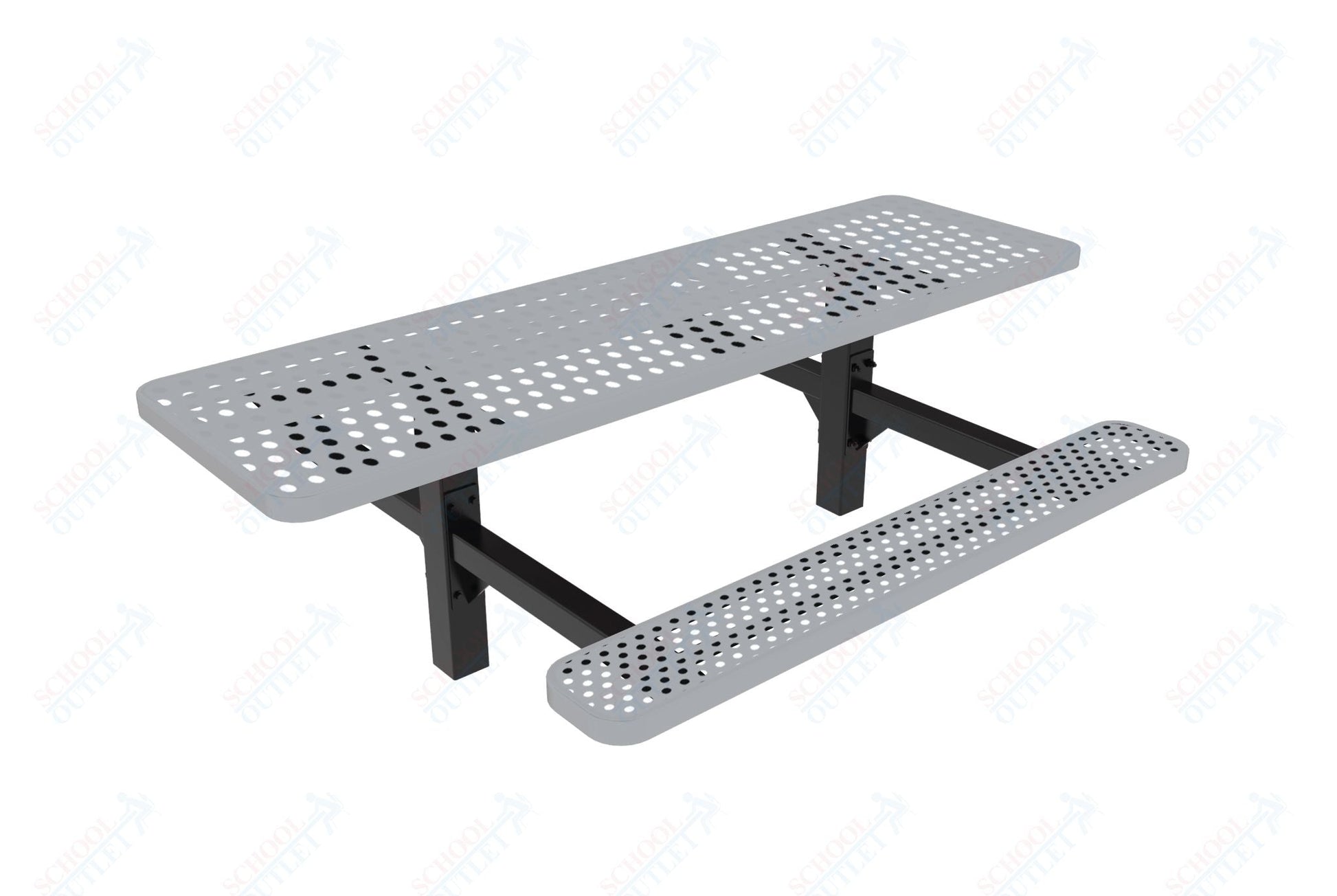 MyTcoat MYT - TRT08 - 08 8′ Rectangular Double Pedestal Picnic Table with Inground Mount (96"W x 75.5"D x 28.2"H) - SchoolOutlet
