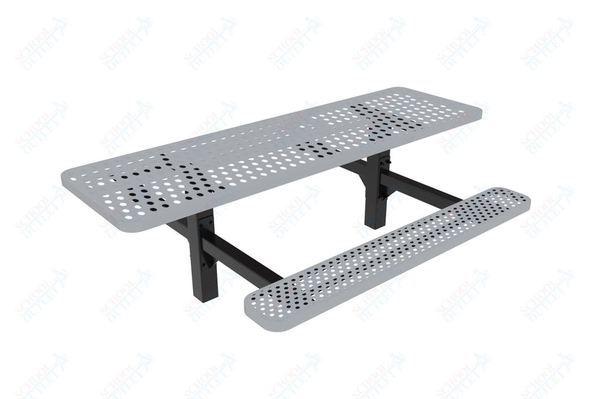 MyTcoat MYT - TRT08 - 08 8′ Rectangular Double Pedestal Picnic Table with Inground Mount (96"W x 75.5"D x 28.2"H) - SchoolOutlet