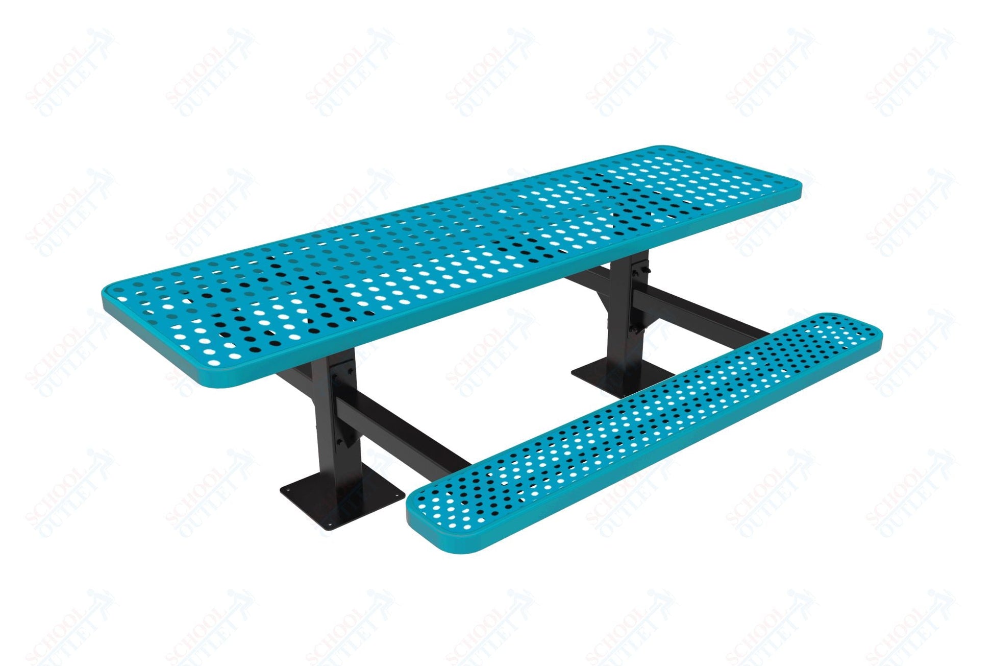 MyTcoat MYT - TRT08 - 09 - 002 8' Rectangular Double Pedestal Picnic Table with Surface Mount and Alternate ADA Accessible (96"W x 75.5"D x 30"H) - SchoolOutlet
