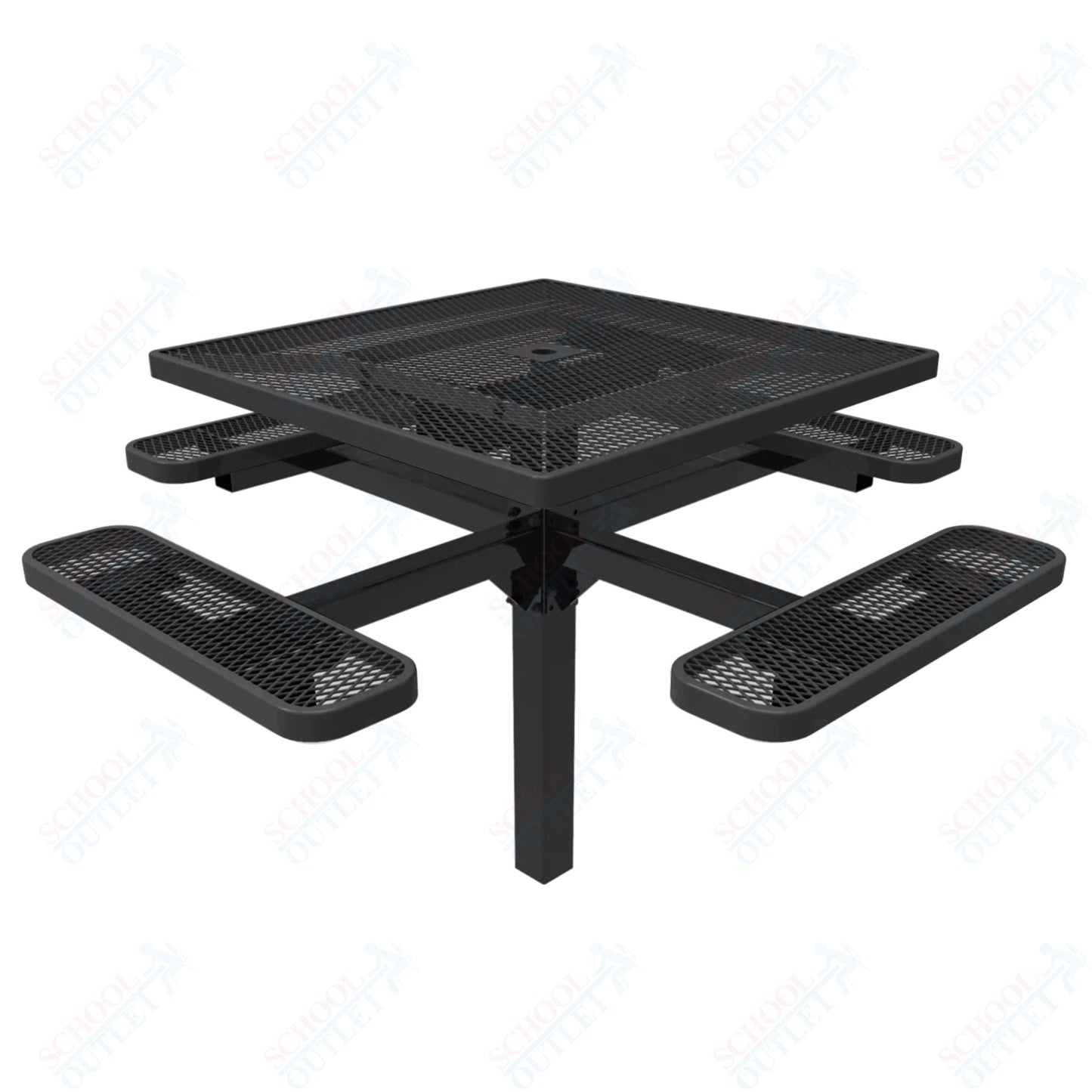 MyTcoat MYT - TSQ46 - 12 46″ Square Pedestal Picnic Table With Inground Mount (76"W x 76"D x 30"H) - SchoolOutlet
