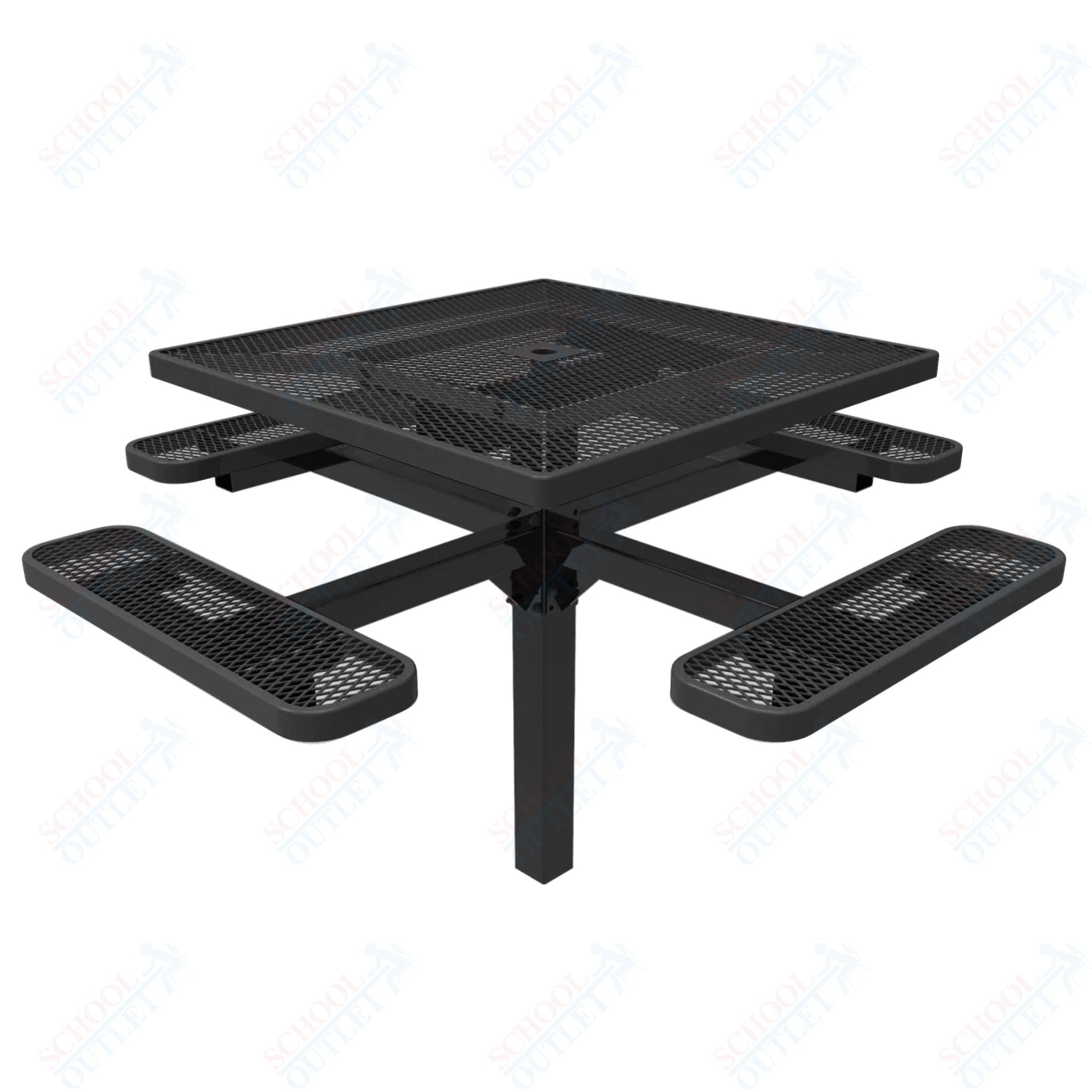 MyTcoat MYT - TSQ46 - 12 46″ Square Pedestal Picnic Table With Inground Mount (76"W x 76"D x 30"H) - SchoolOutlet