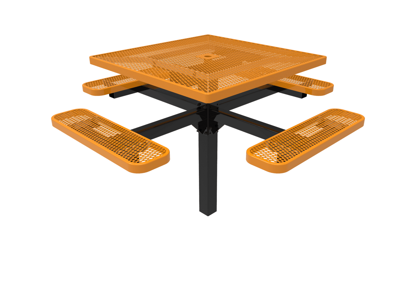 MyTcoat MYT-TSQ46-12 46″ Square Pedestal Picnic Table With Inground Mount (76"W x 76"D x 30"H) - SchoolOutlet