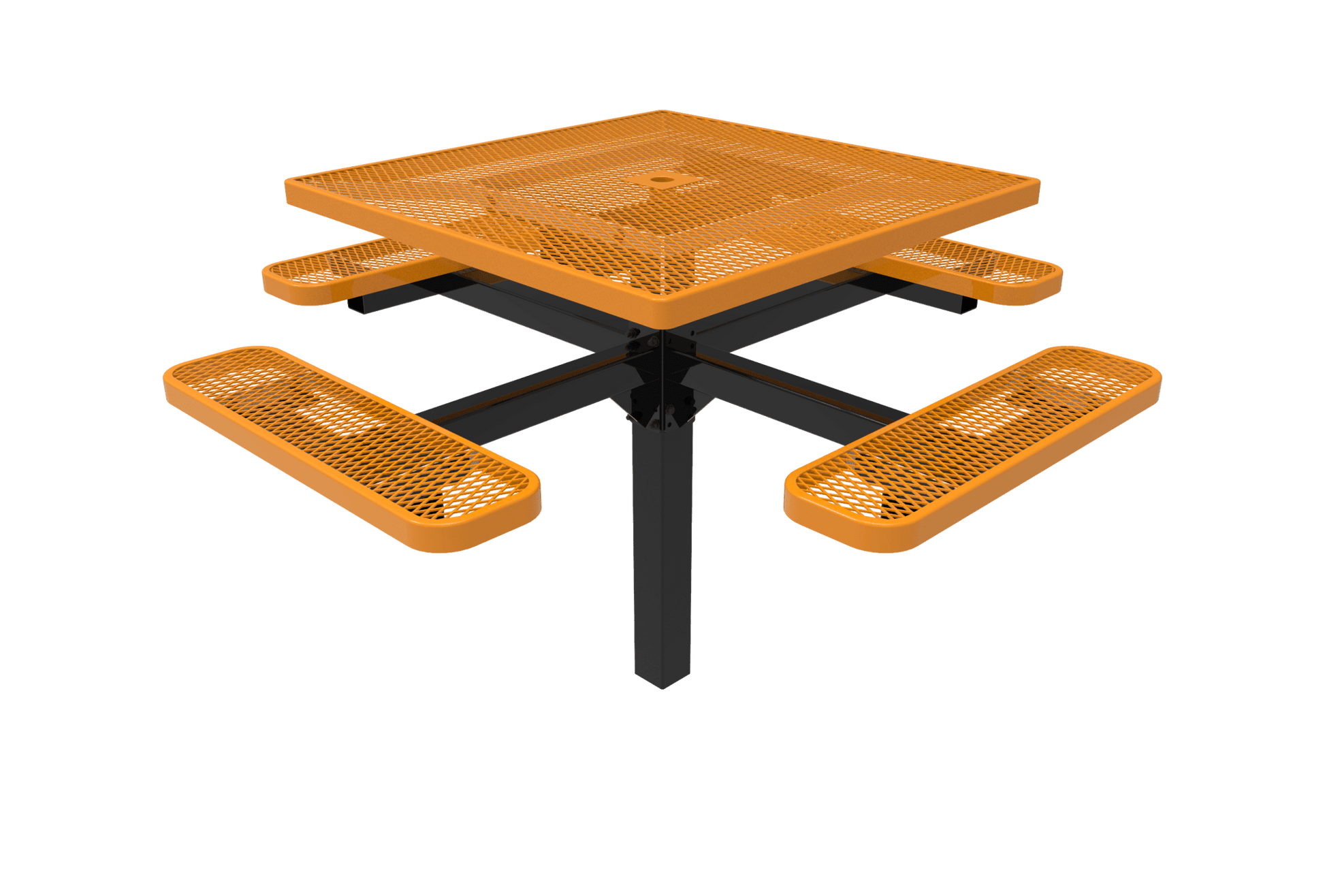 MyTcoat MYT-TSQ46-12 46″ Square Pedestal Picnic Table With Inground Mount (76"W x 76"D x 30"H) - SchoolOutlet