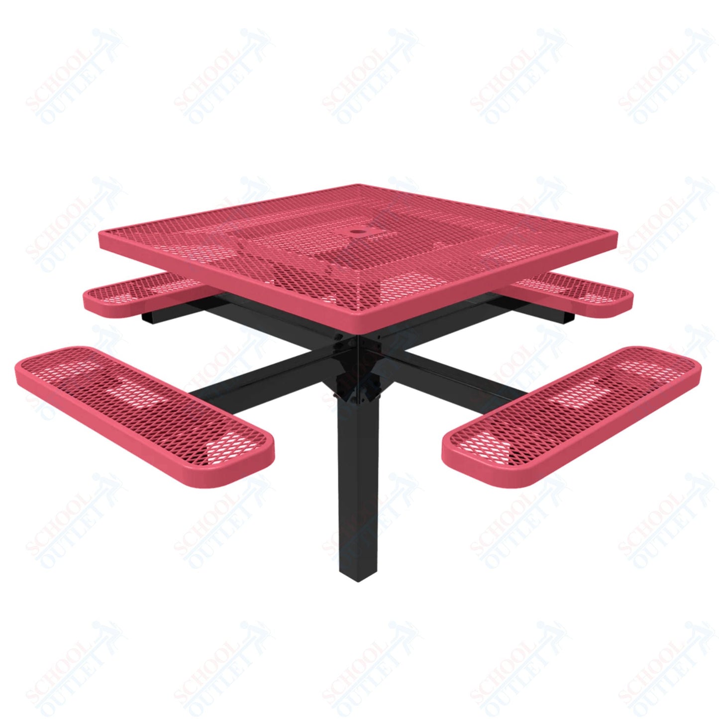 MyTcoat MYT - TSQ46 - 12 46″ Square Pedestal Picnic Table With Inground Mount (76"W x 76"D x 30"H) - SchoolOutlet