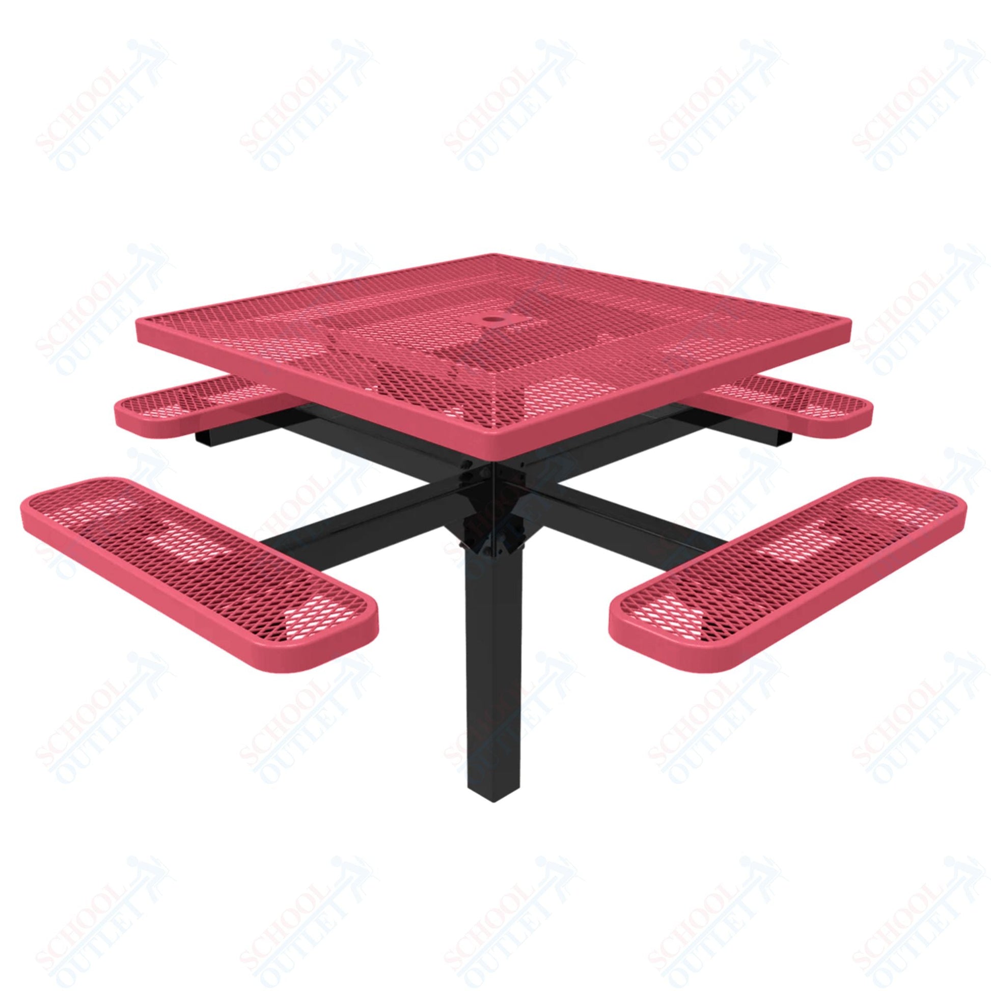 MyTcoat MYT - TSQ46 - 12 46″ Square Pedestal Picnic Table With Inground Mount (76"W x 76"D x 30"H) - SchoolOutlet